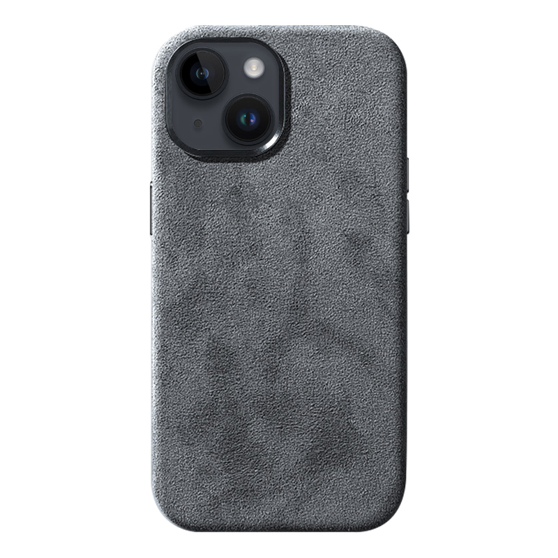 

Rückabdeckung Für Iphone 14 Kratzerproof Für Wildleder -pc -telefonhülle Mit Metallknopf - Hellgrau, iPhone 14