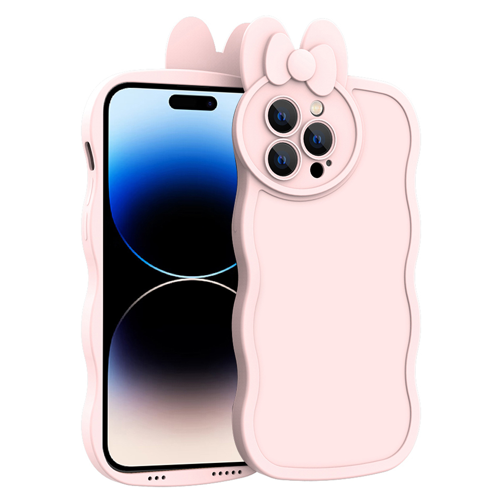 

Für Iphone 14 Pro Liquid Silicon Phone Hülle Süße Kaninchen-form Glatte Schutzabdeckung Mit Linsenschutz - Rosa, iPhone 14 Pro