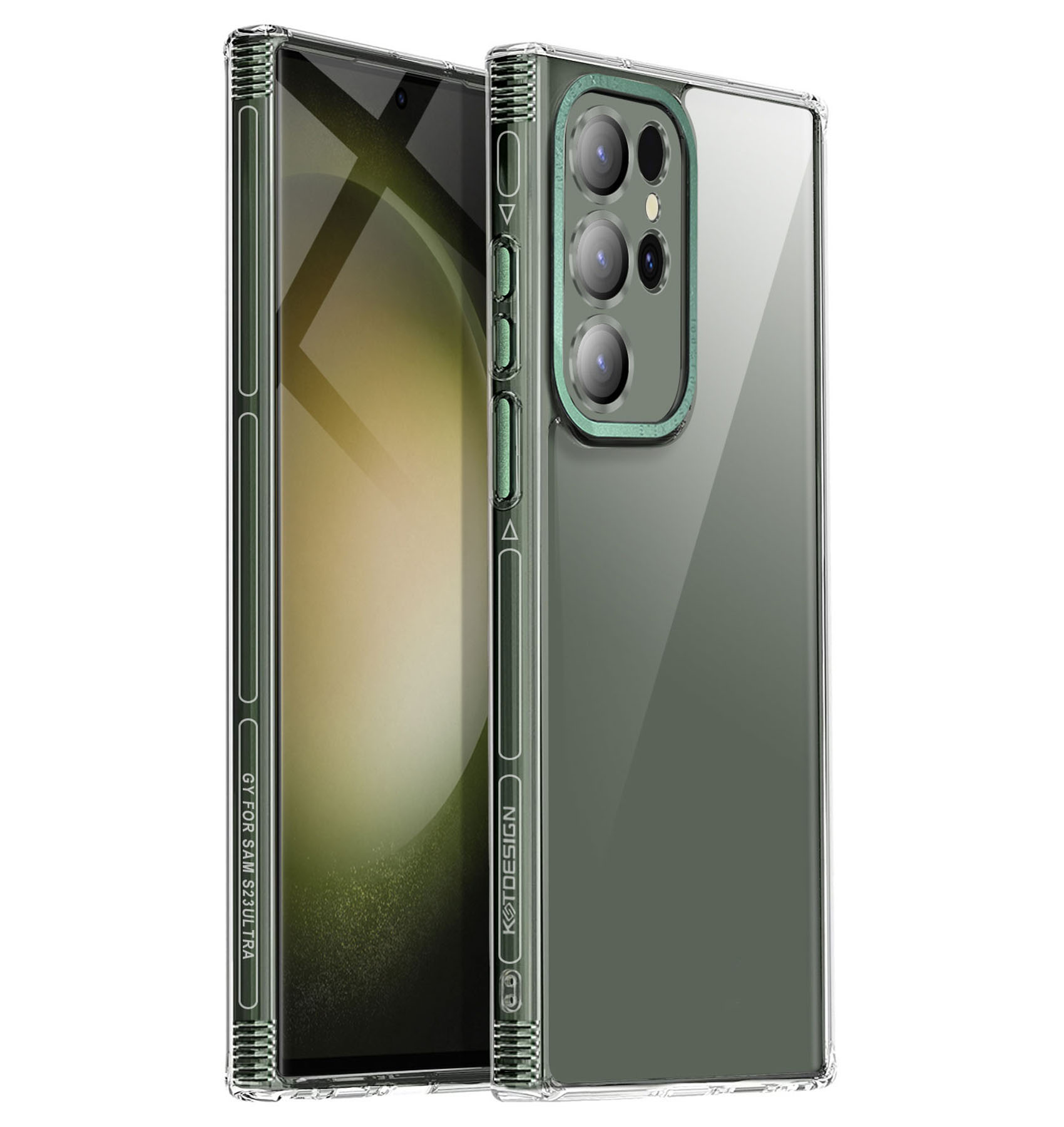 

Kstdesign Schocksicherheit Für Samsung Galaxy S23 Ultra -hülle Acryl -tpu -telefonabdeckung Mit Glaslinsenschutzschutz - Grün, Galaxy S23 Ultra