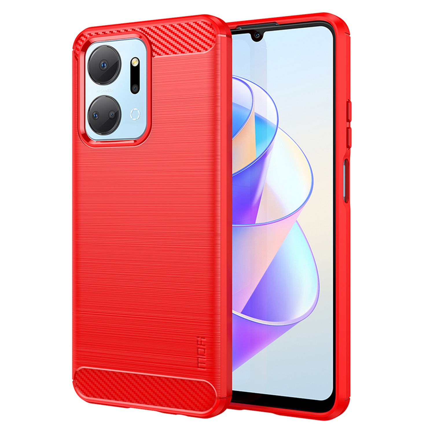 

Mofi JK TPU Series-1 TPU Cover Für Ehren X7a 5g / Spielen Sie 40 Plus 5G Carbonfaserbürstte Telefonschale - Rot, Honor X7a 5G
