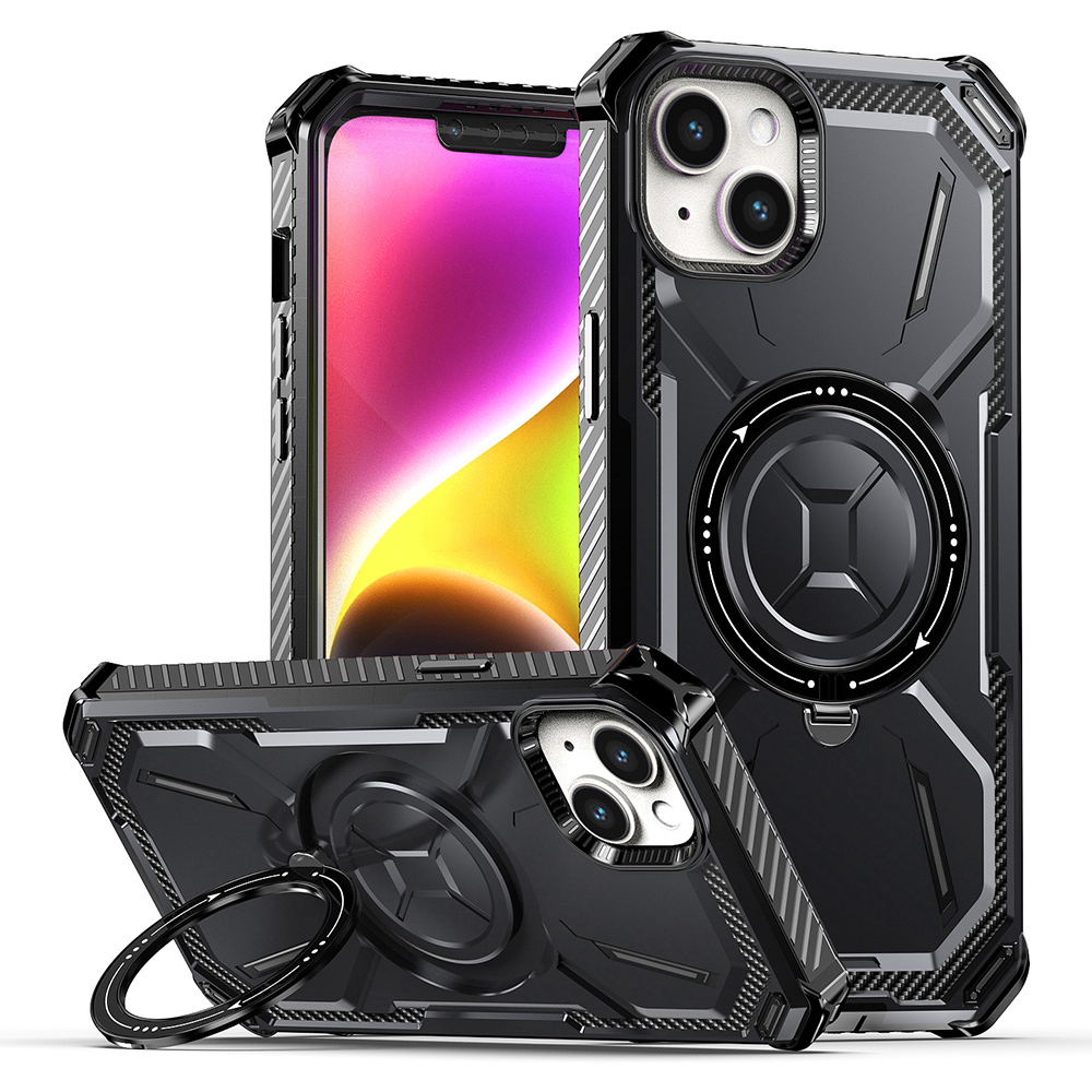 

Für Iphone 14 Plus Kickstand Magnetic Phone Case PC+TPU -telefonabdeckung Kompatibel Mit Magsafe - Schwarz, iPhone 14 Plus