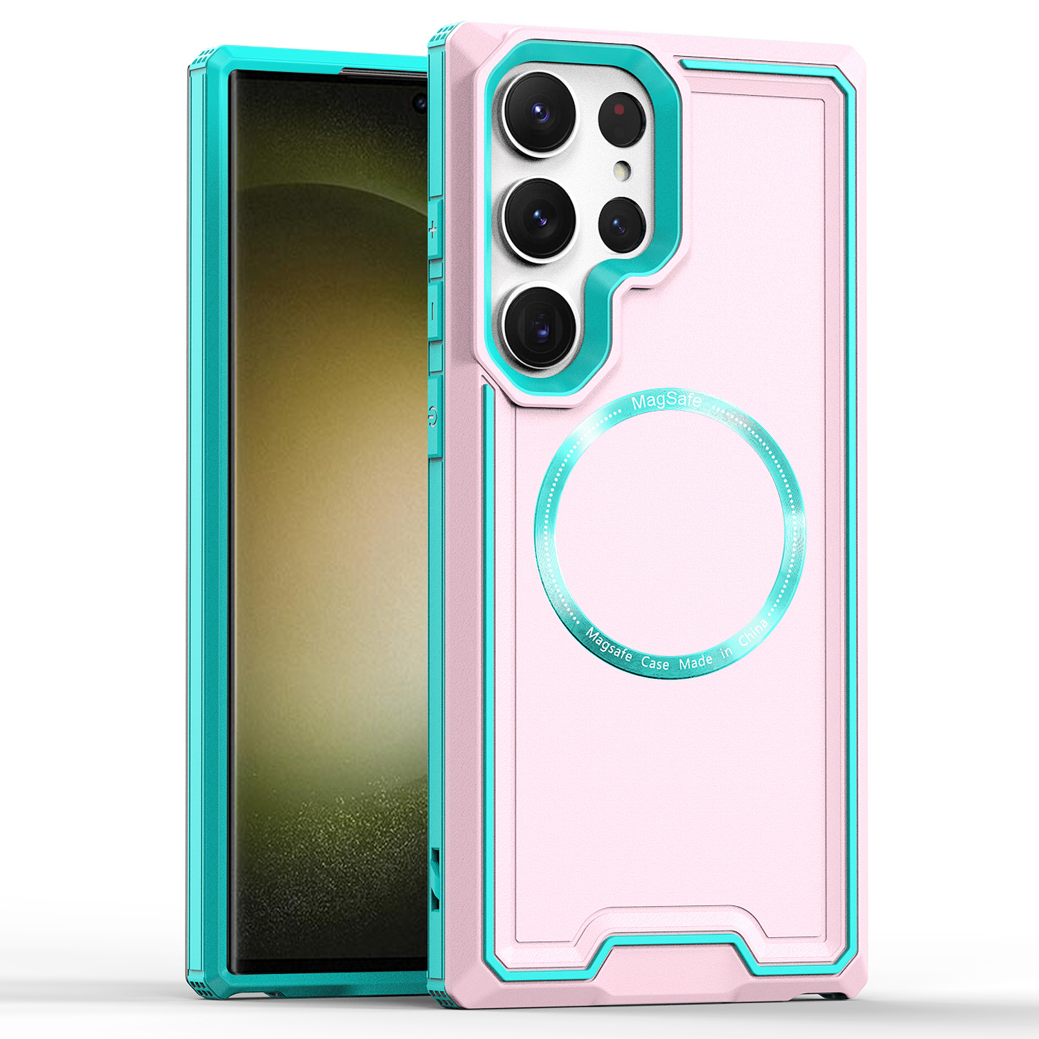 

Für Samsung Galaxy S23 Ultra Magnetic Anti-scratch Phone Hülle PC+TPU Schockfeste Handyabdeckung - Blau / Rosa, Galaxy S23 Ultra