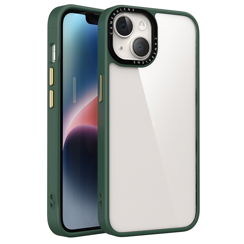 

Für Iphone 14 Plus-metalltasten Löschen Sie Die Telefonbehörde PC + TPU Anti-kratzerschutzabdeckung - Grün, iPhone 14 Plus