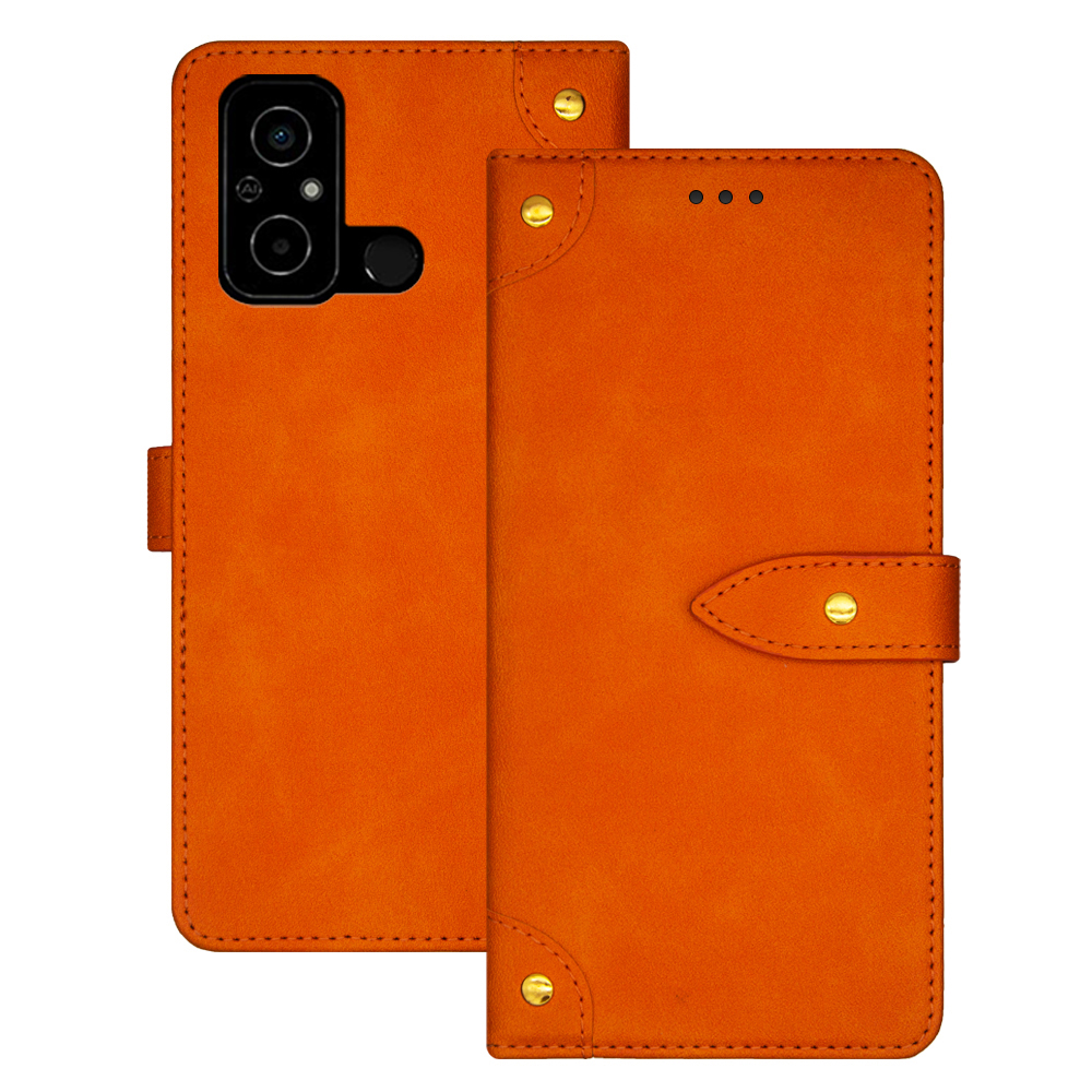 

IDEWEI Magnetic Phone Cover Für Xiaomi Poco C55 4g, Kartensteckplätze Anti-kratzer-telefon-hülle-ständer Shell - Orange, Xiaomi Poco C55 4G