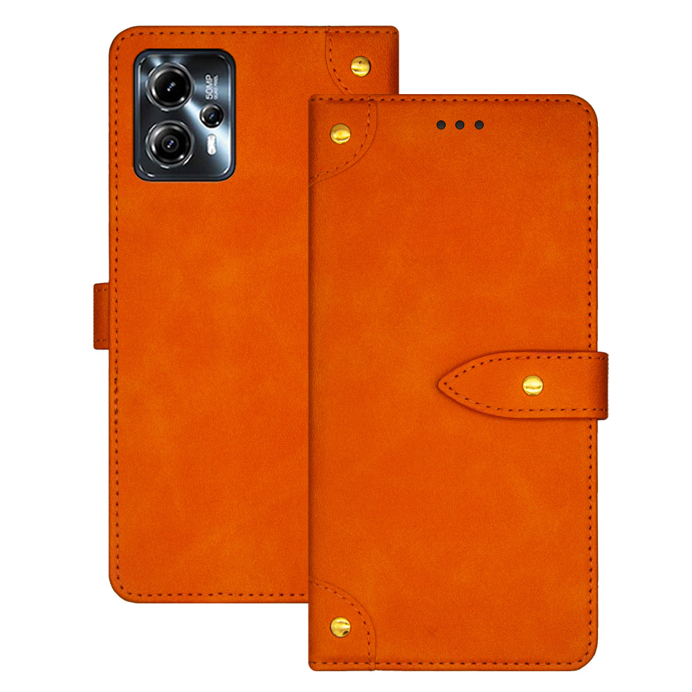 

Idewei Für Motorola Moto G23 4G / Moto G13 4G Magnetische Telefonabdeckungskartenschlitze Telefonständer Hülle - Orange, Motorola Moto G23 4G