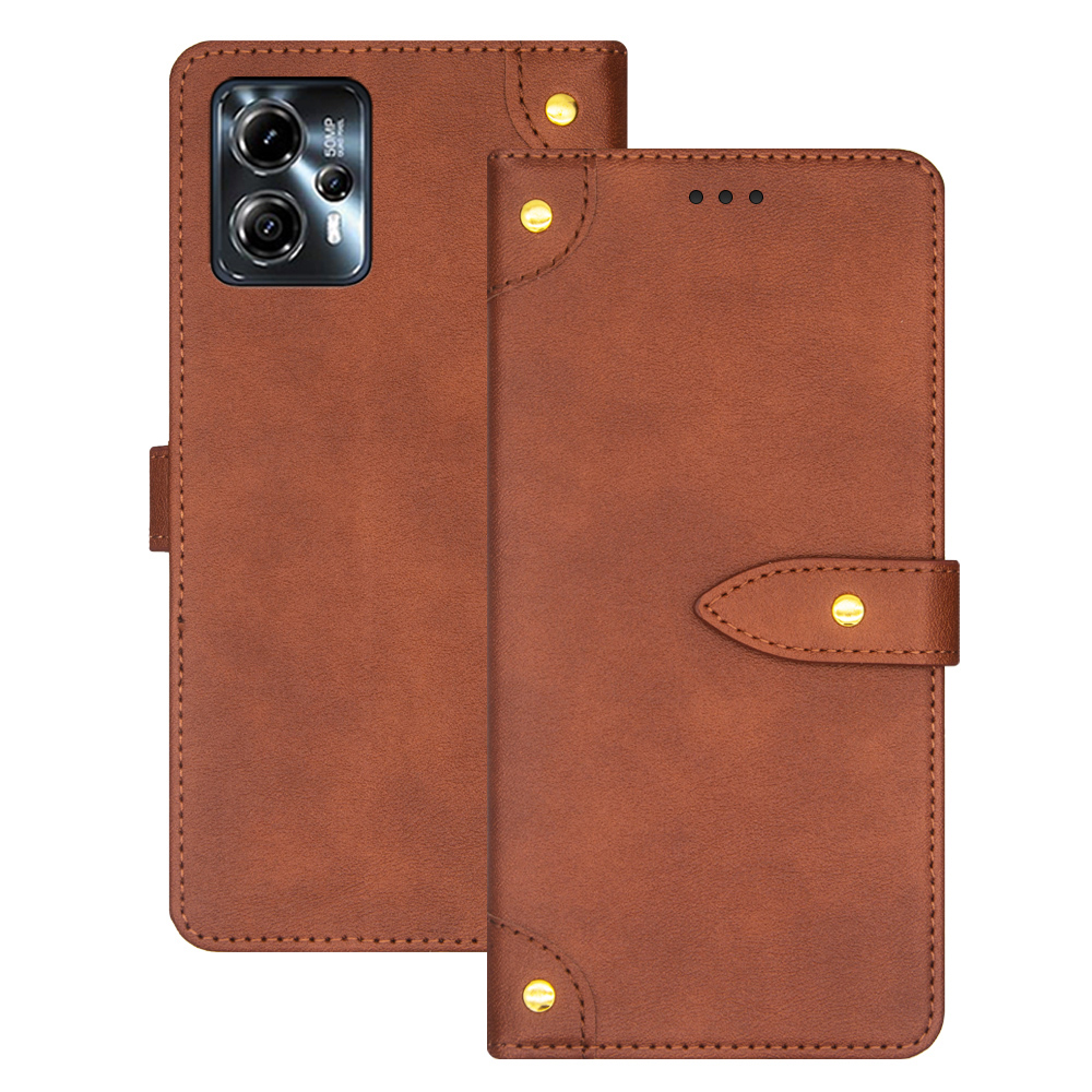 

Idewei Für Motorola Moto G23 4G / Moto G13 4G Magnetische Telefonabdeckungskartenschlitze Telefonständer Hülle - Braun, Motorola Moto G23 4G