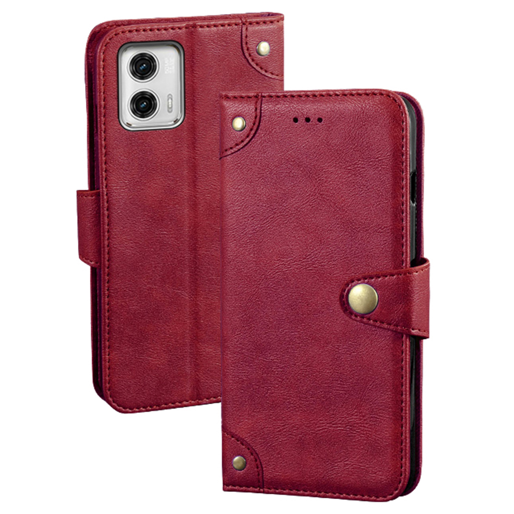 

IDEWEI Für Motorola Moto G73 5G PU Leder Brieftasche Telefon Hülle Mobiltelefonabdeckung - Rot, Motorola Moto G73 5G
