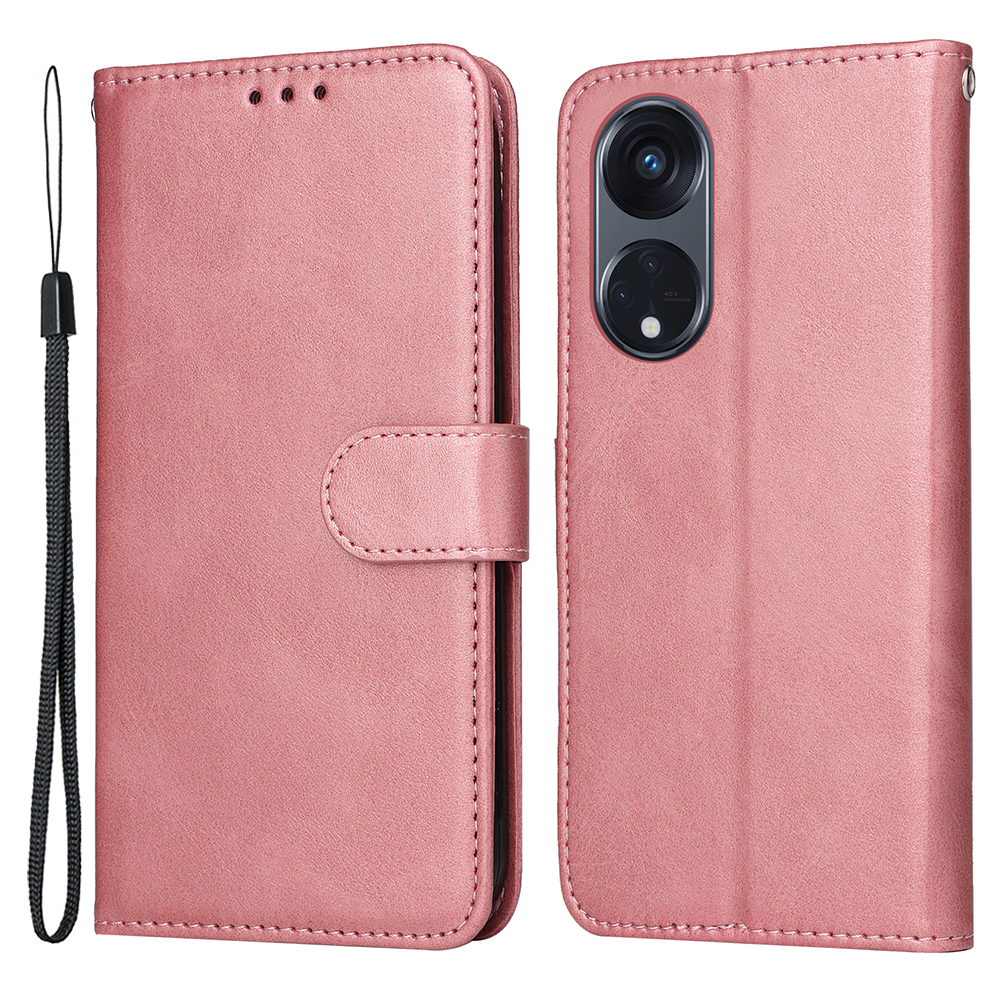 

Für Oppo Reno8 T 5g / A1 Pro 5G Calf Texture Stand Telefon Hülle Leder Telefonabdeckung Mit Riemen - Roségold, Oppo Reno8 T 5G