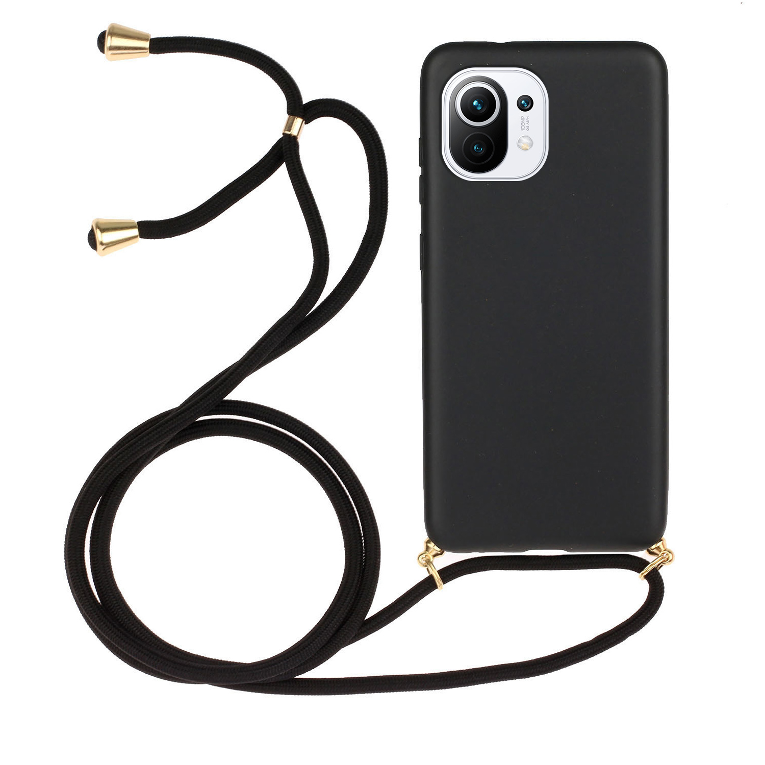 

Für Xiaomi 11 Lite 5g NE / Mi 11 Lite 5G / 4G Mobilfunkkoffer Biologisch Abbaubarer Weizenstroh+tpu -telefonabdeckung Mit Lanyard - Schwarz, Xiaomi 11 Lite 5G NE
