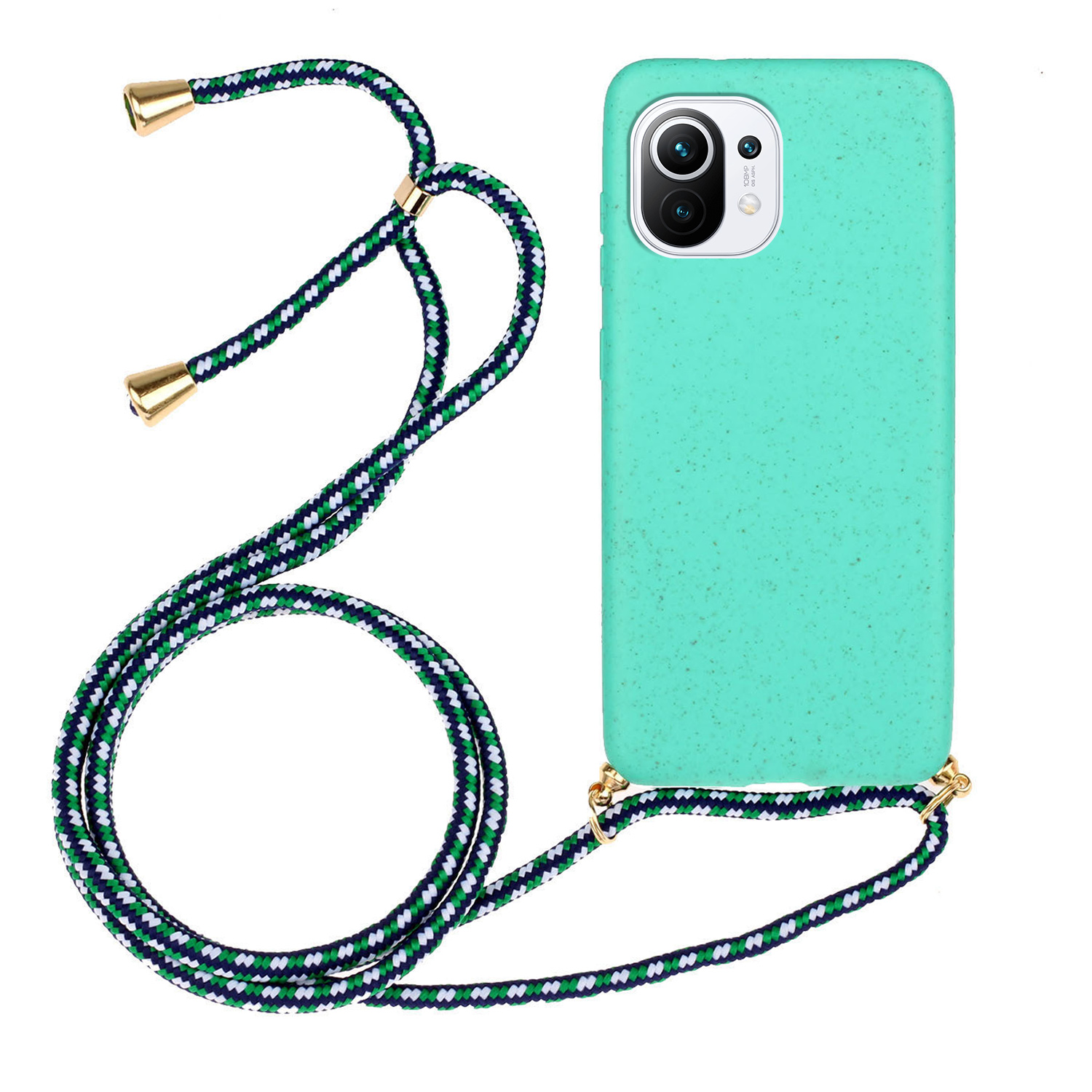 

Für Xiaomi 11 Lite 5g NE / Mi 11 Lite 5G / 4G Mobilfunkkoffer Biologisch Abbaubarer Weizenstroh+tpu -telefonabdeckung Mit Lanyard - Himmelblau, Xiaomi 11 Lite 5G NE