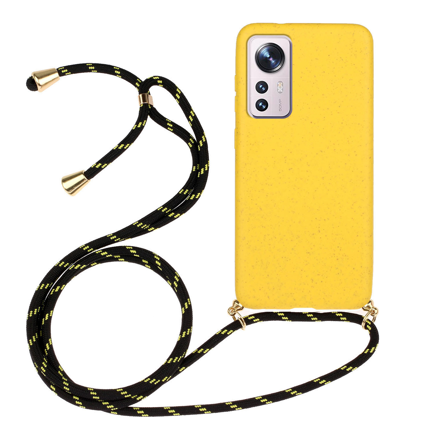 

Für Xiaomi 12 5g / 12x 5g / 12S 5G Mobilfunkkoffer Biologisch Abbaubarer Weizenstroh+tpu -rückdecke Mit Lanyard - Gelb, Xiaomi 12 5G