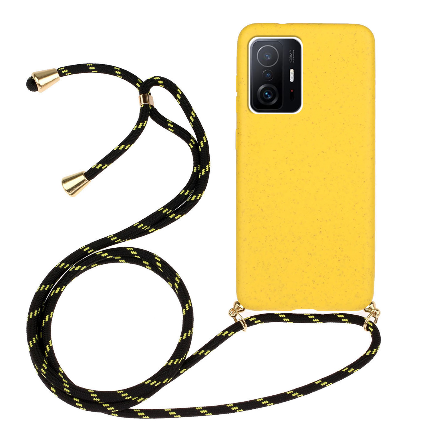 

Für Xiaomi 11t 5G / 11t Pro 5G Biologisch Abbaubarer Weizenstroh+tpu -telefonhülle Schutz Telefonabdeckung Mit Lanyard - Gelb, Xiaomi 11T 5G