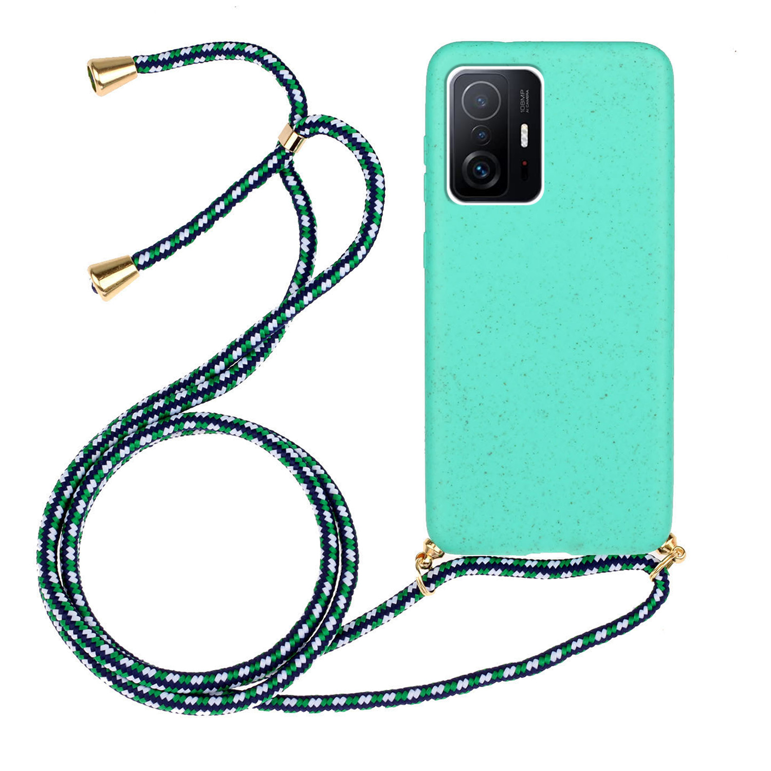 

Für Xiaomi 11t 5G / 11t Pro 5G Biologisch Abbaubarer Weizenstroh+tpu -telefonhülle Schutz Telefonabdeckung Mit Lanyard - Himmelblau, Xiaomi 11T 5G