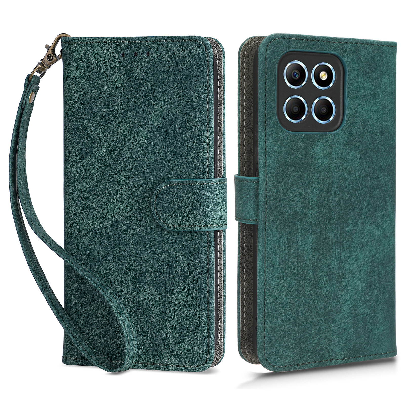 

Für Ehre 70 Lite 5G / X6 4g / X8 5g / Play6C 4G Wallet Stand Leder Hülle RFID -blockierung Telefonabdeckung Mit Riemen - Grün, Honor 70 Lite 5G