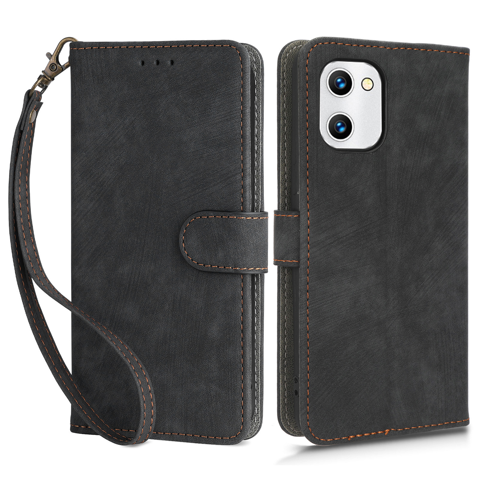 

Für Umditigi C1 / C1 Max RFID Blocking Wallet Phone Hülle Leder -telefonständer Mit Riemen - Schwarz, Umidigi C1