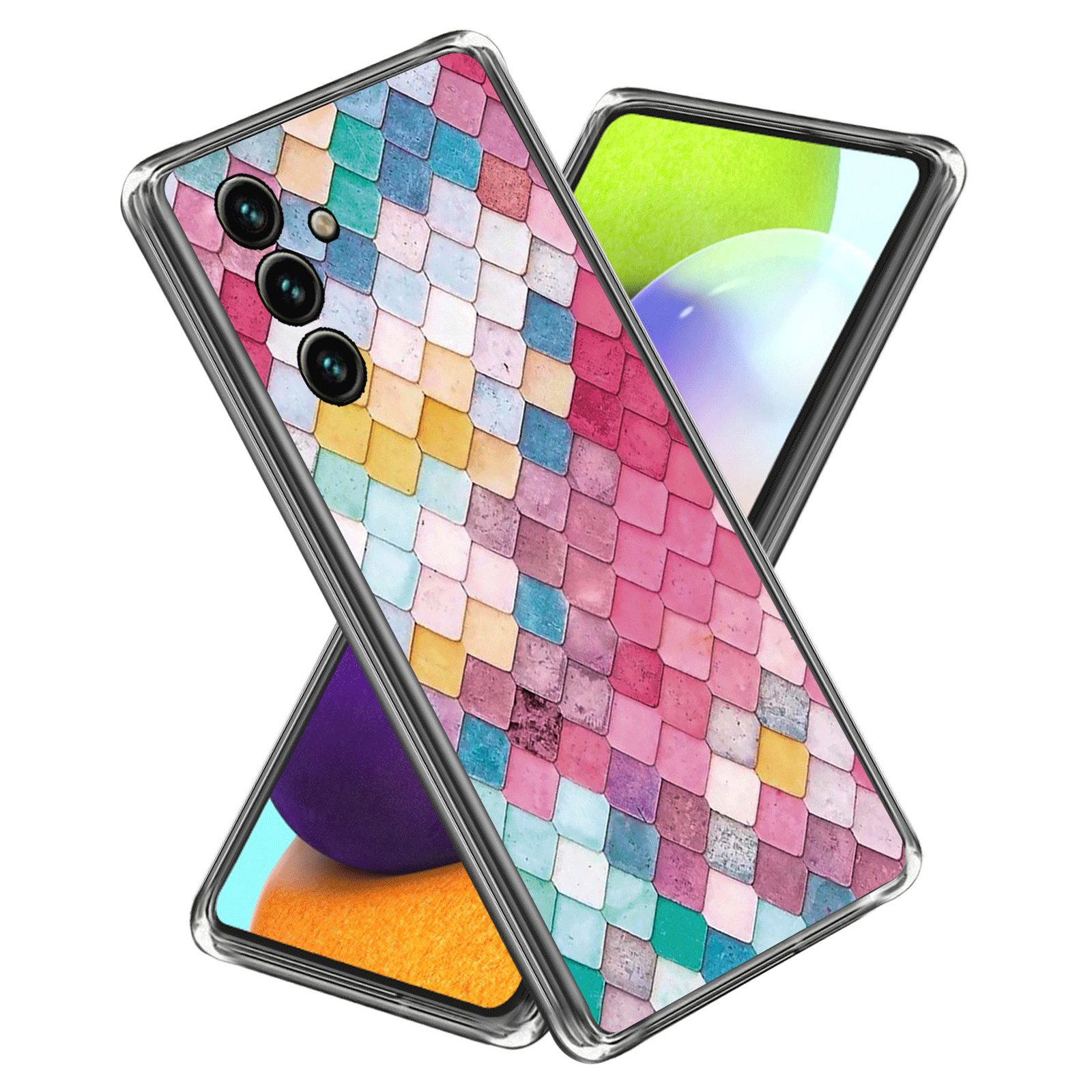 

Slim Telefonkoffer Für Samsung Galaxy A24 4G Deckungsmuster Druck Anti-Fall IMD Tpu-fall - Regenbogen -rhombus, Galaxy A24 4G
