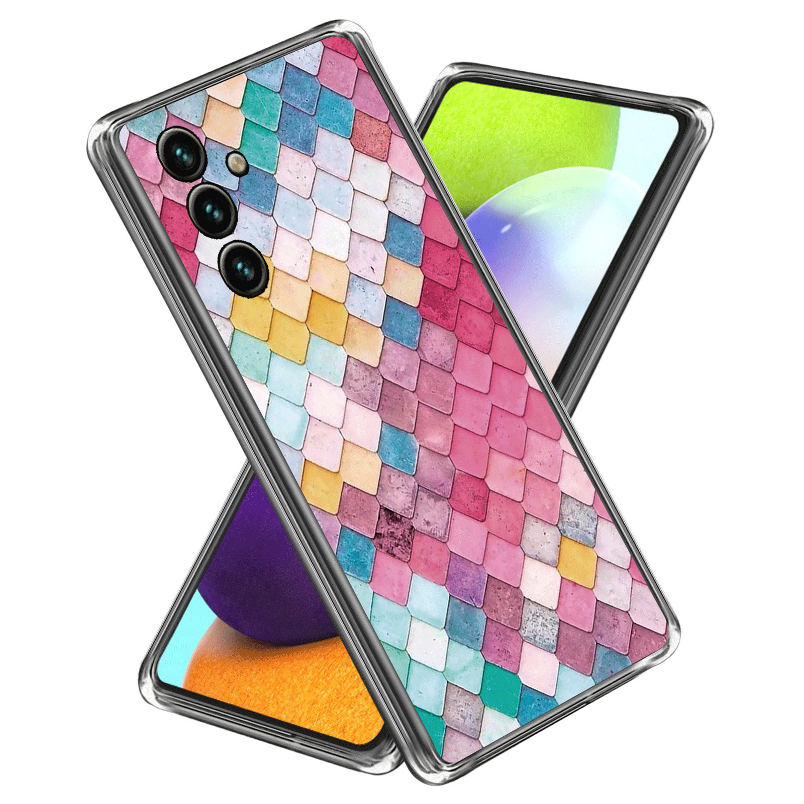 

Musterdruckphase Für Samsung Galaxy M14 5G Slim Case Anti-Drop IMD Tpu-telefonabdeckung - Regenbogen -rhombus, Galaxy M14 5G