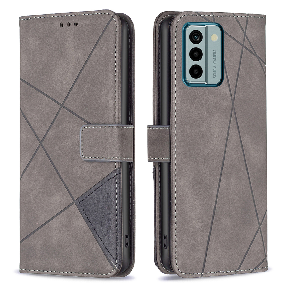 

Binfen Farbe BF05 Für Nokia G22 Folio Flip Geprinktes PU -leder -hülle Wallet Stand Cover - Grau, Nokia G22