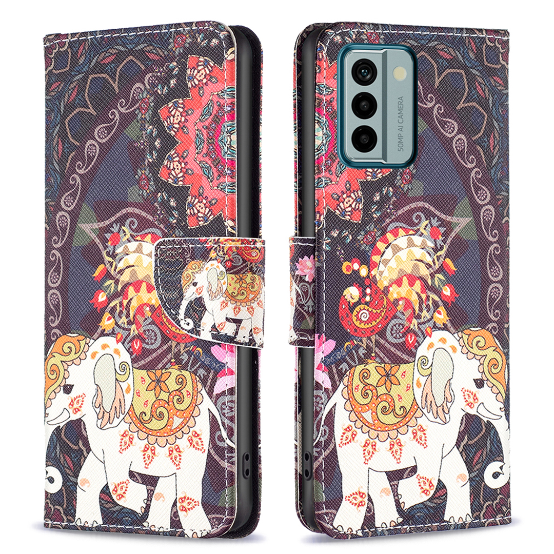 

Binfen -farbe Für Nokia G22 Lederständer Phone Hülle Muster Druckmagnetverschluss Brieftasche Abdeckung - Blume Und Elefant, Nokia G22