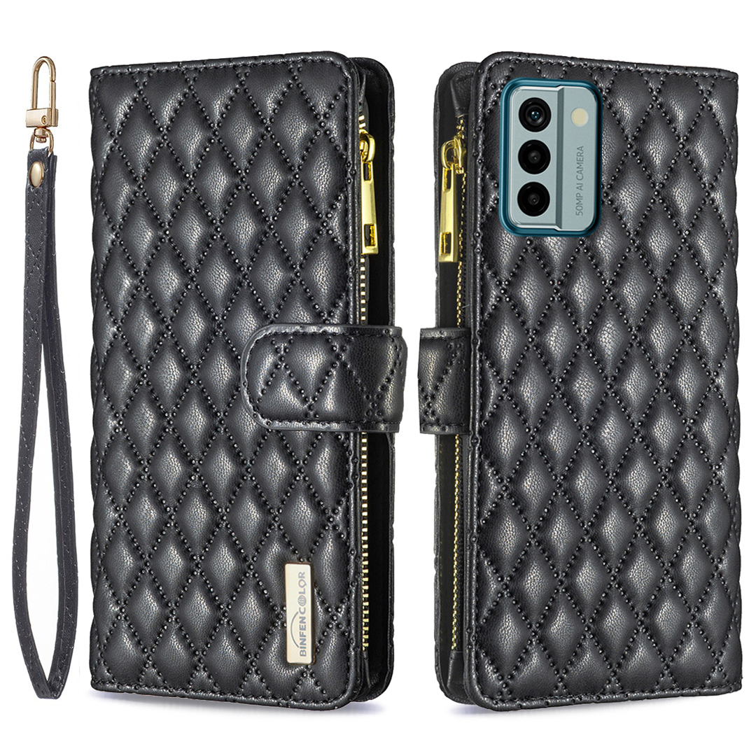 

Binfen Color BF Style-15 Für Nokia G22 Reißverschlusspocket PU Leder Brieftasche Telefon Hülle Schockdicht - Schwarz, Nokia G22