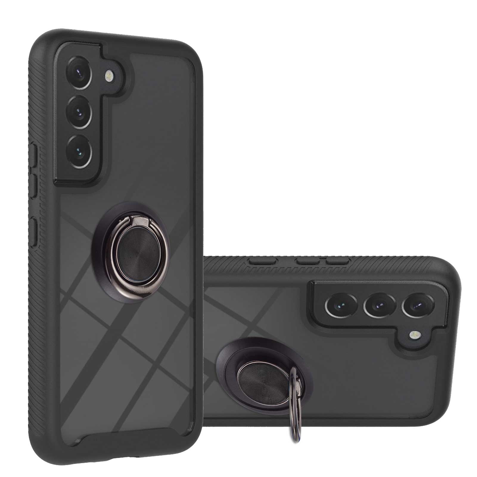 

YB PC Series-5 Für Samsung Galaxy S23+ Transparente Abdeckung Mit Ring Kickstand Pc+ Tpu Abnehmbar 2-in-1-telefonhülle - Schwarz, Galaxy S23+