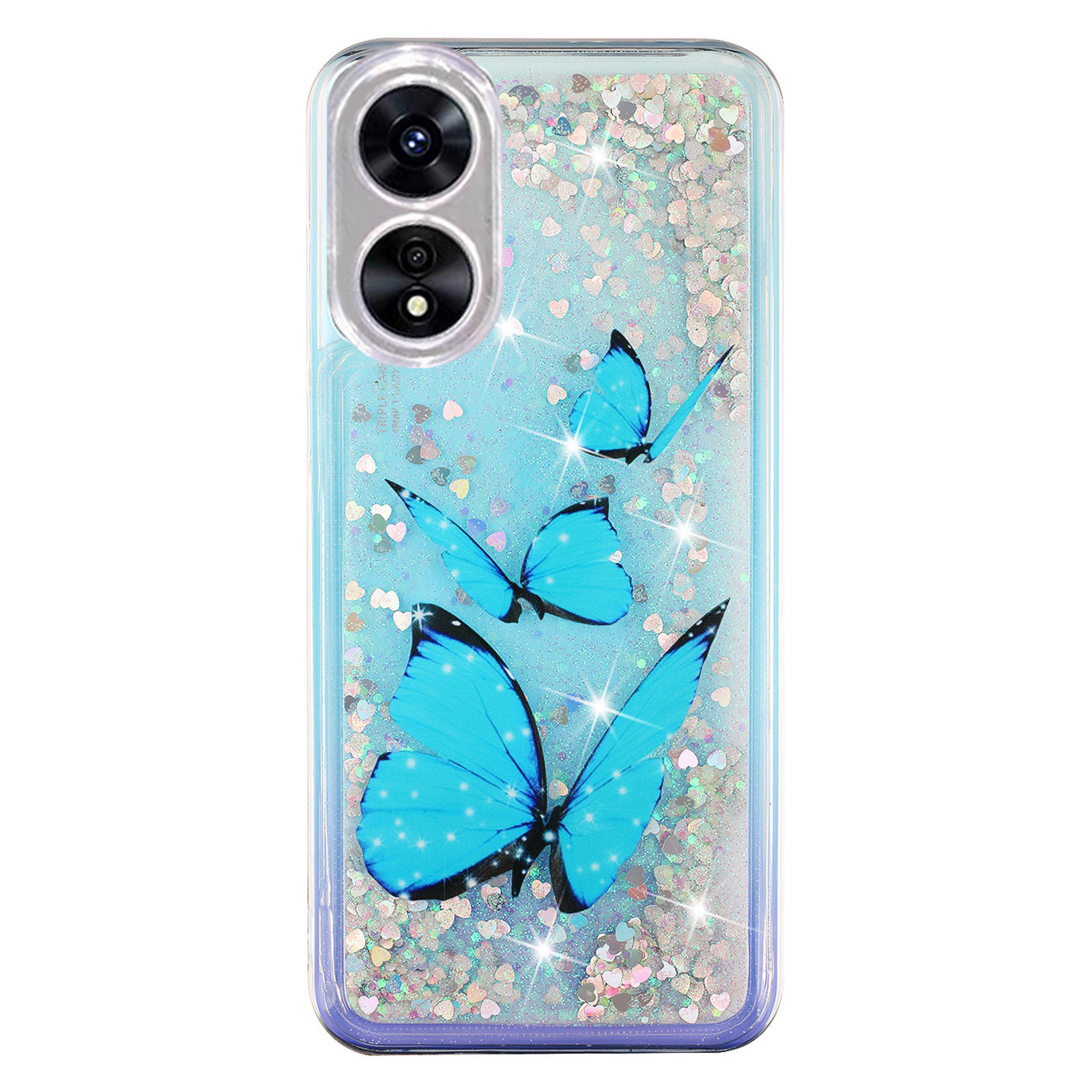 

Für Oppo A17 4g / A17k 4G Quicksand Telefonkoffer-präds-muster Anti-drop-telefon Tpu-abdeckung - Blauer Schmetterling, Oppo A17 4G