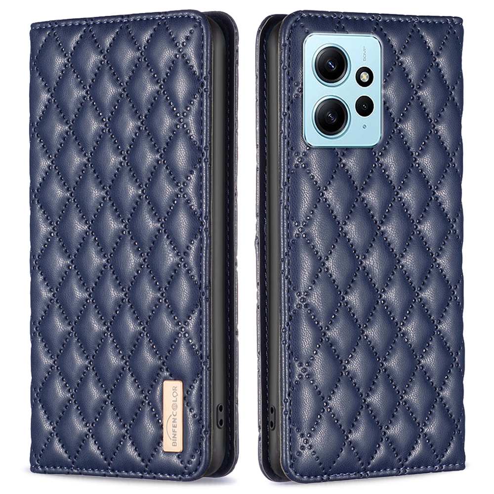

Binfen Color BF Style-16 Für Xiaomi Redmi Note 12 4G Kartenhalter PU Leder Impressiert Rhombus Hülle Telefonabdeckung - Blau, Xiaomi Redmi Note 12 4G