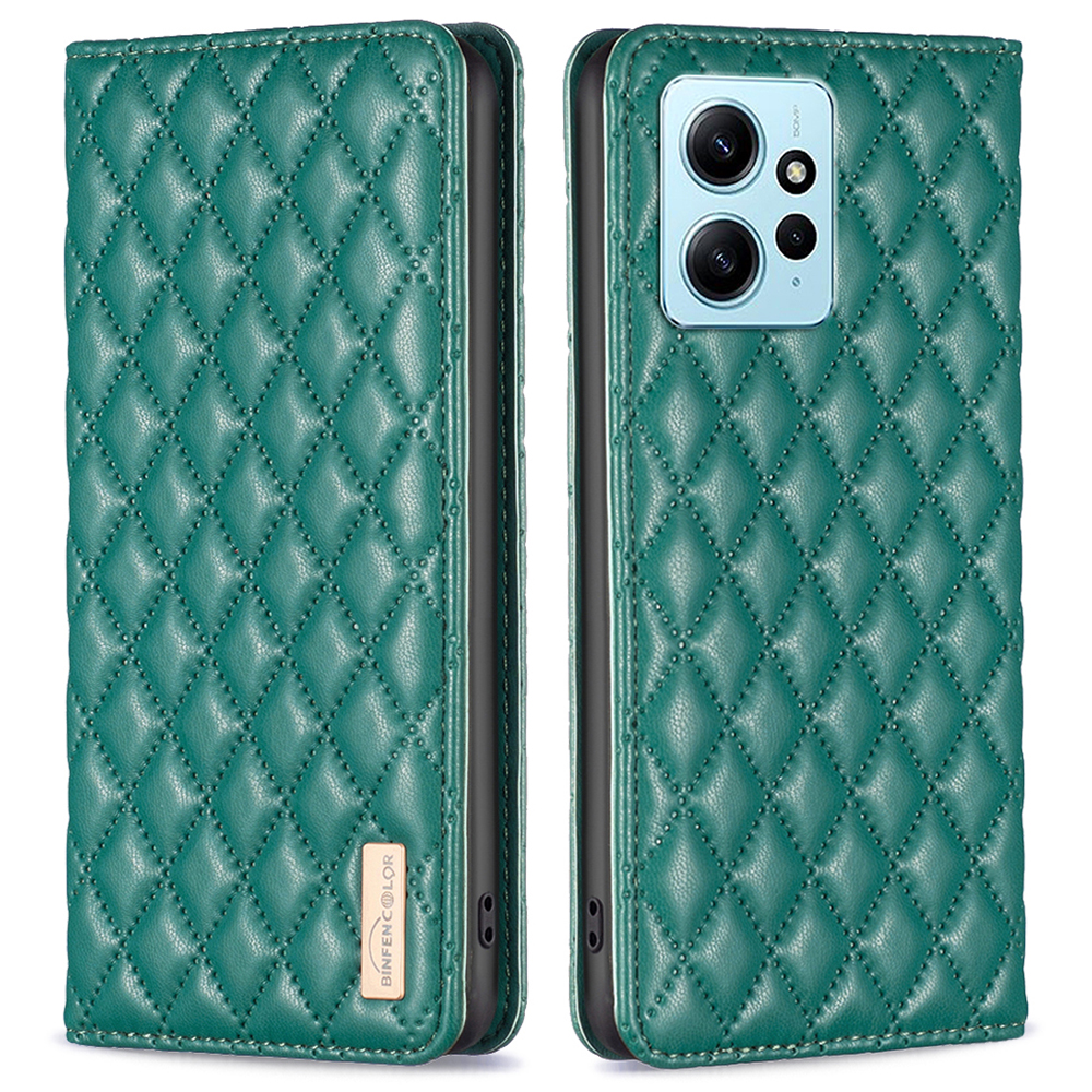 

Binfen Color BF Style-16 Für Xiaomi Redmi Note 12 4G Kartenhalter PU Leder Impressiert Rhombus Hülle Telefonabdeckung - Grün, Xiaomi Redmi Note 12 4G