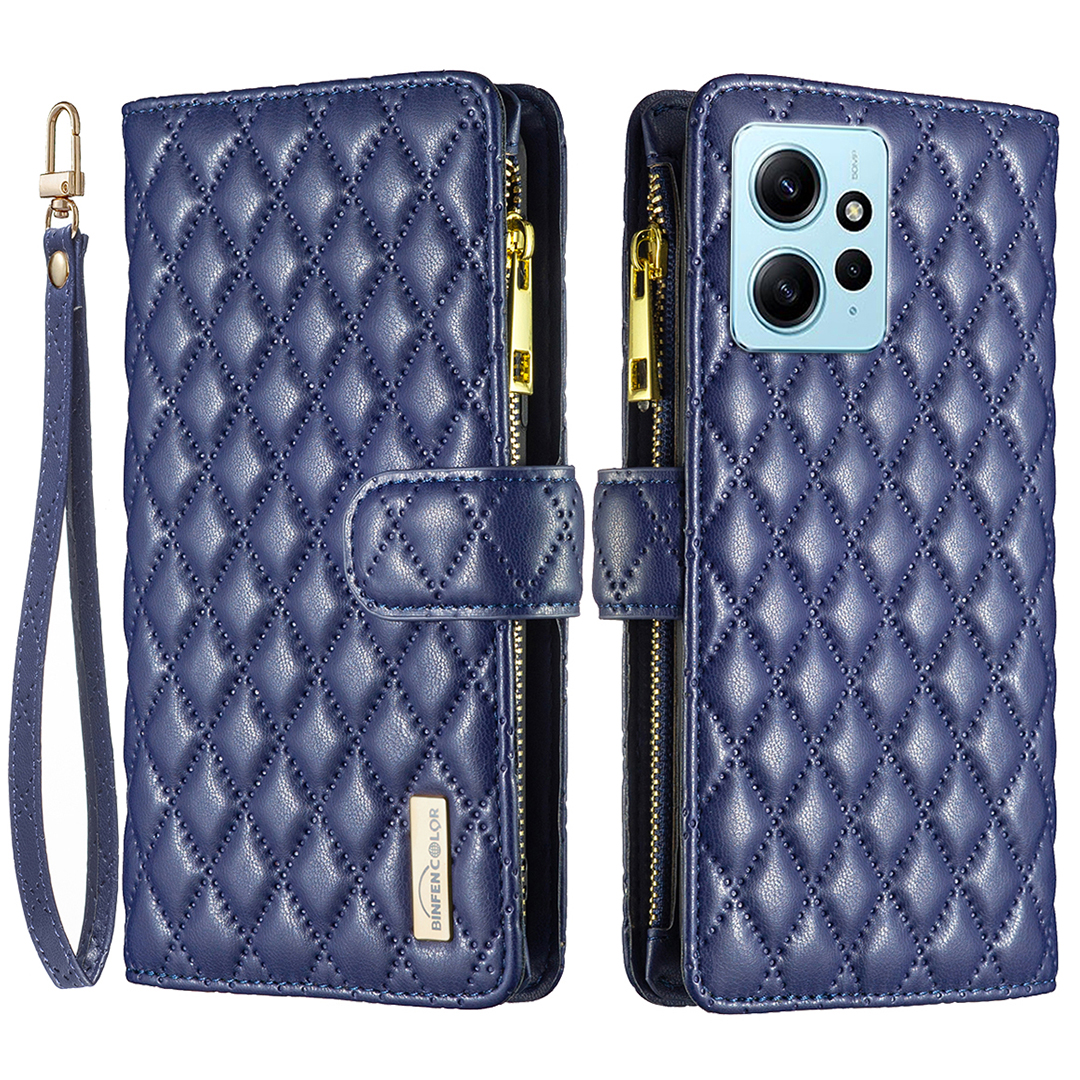 

Binfen Farbe BF Style-15 Standabdeckung Für Xiaomi Redmi Note 12 4G Reißverschluss Pocke PU Leder Brieftaschenhülle - Blau, Xiaomi Redmi Note 12 4G