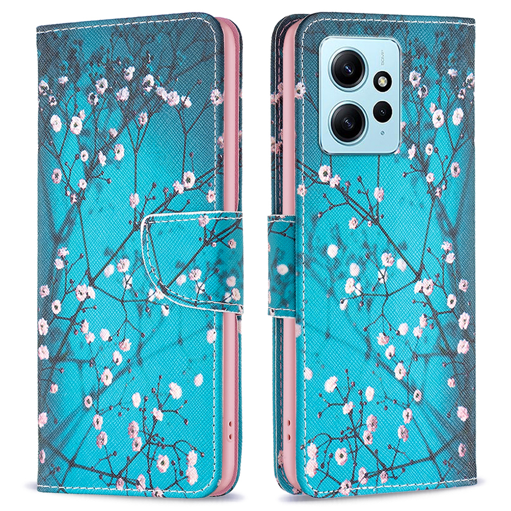 

Für Xiaomi Redmi Hinweis 12 4G Anti-drogen-muster Druckphase PU Leder-brieftasche Abdeckung - Pflaumenblüte, Xiaomi Redmi Note 12 4G