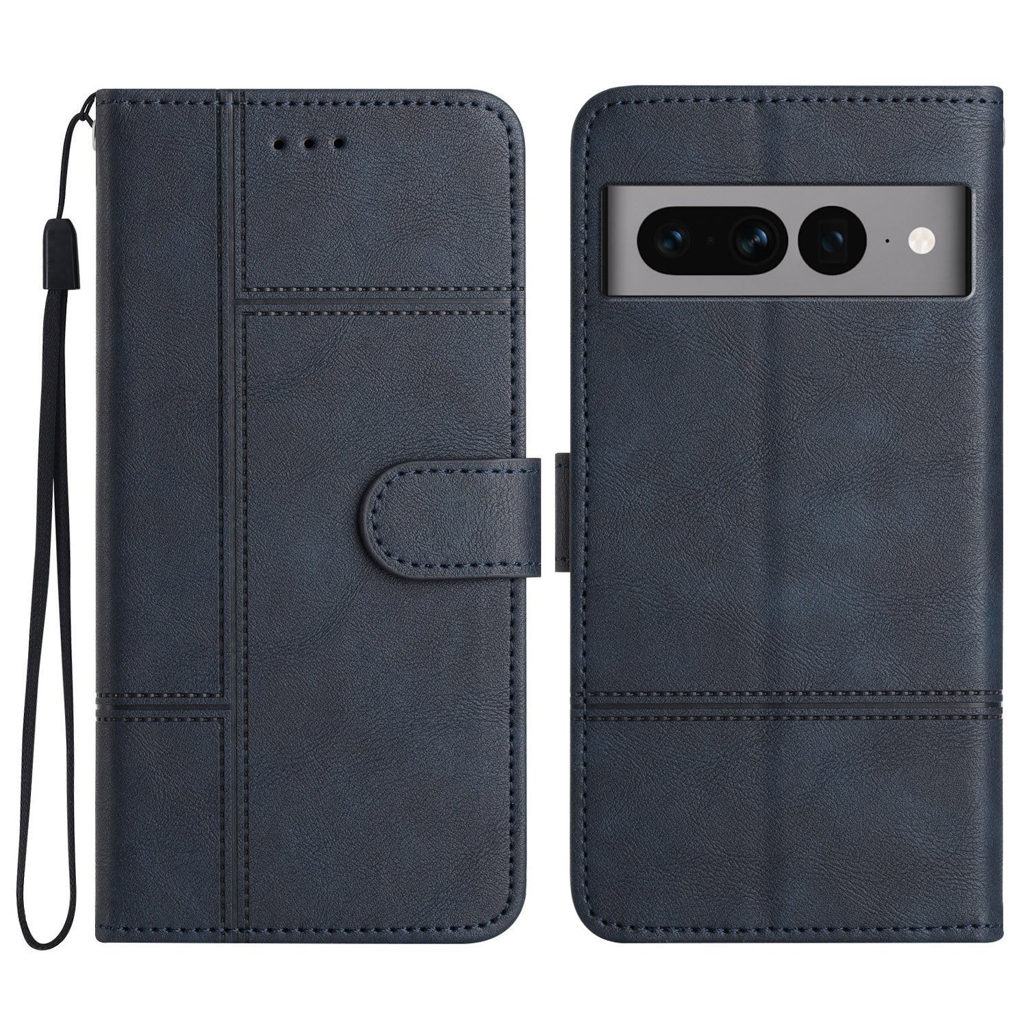 

Für Google Pixel 7 Pro 5G Business PU Leder Brieftaschenhülle Hülle Geprägte Stand Cowide Textur Cover Mit Riemen - Blau, Google Pixel 7 Pro 5G