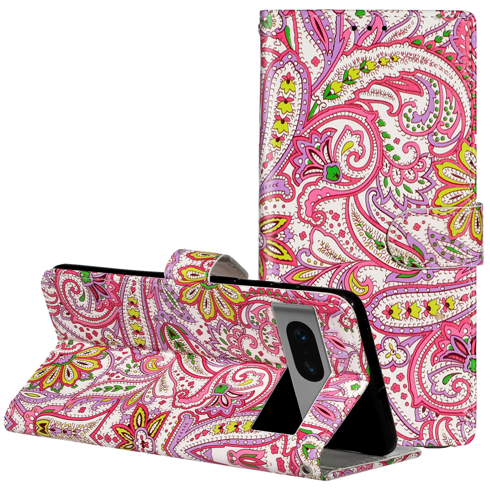 

Für Google Pixel 7 5G Wallet Phone Hülle PU Leder -muster -druckständer Mit Riemen - Blume, Google Pixel 7 5G