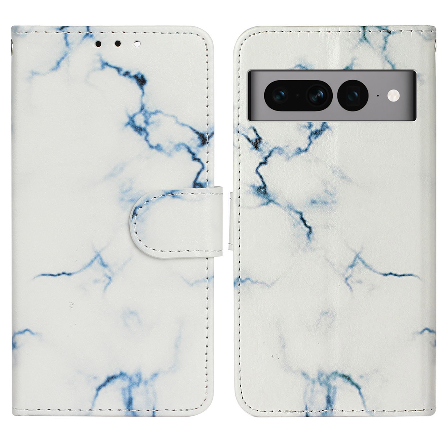 

Anti-drogenmuster-drucklederabdeckung Für Google Pixel 7 Pro 5G Schutzhülle Brieftasche Telefonschale - Weisser Marmor, Google Pixel 7 Pro 5G
