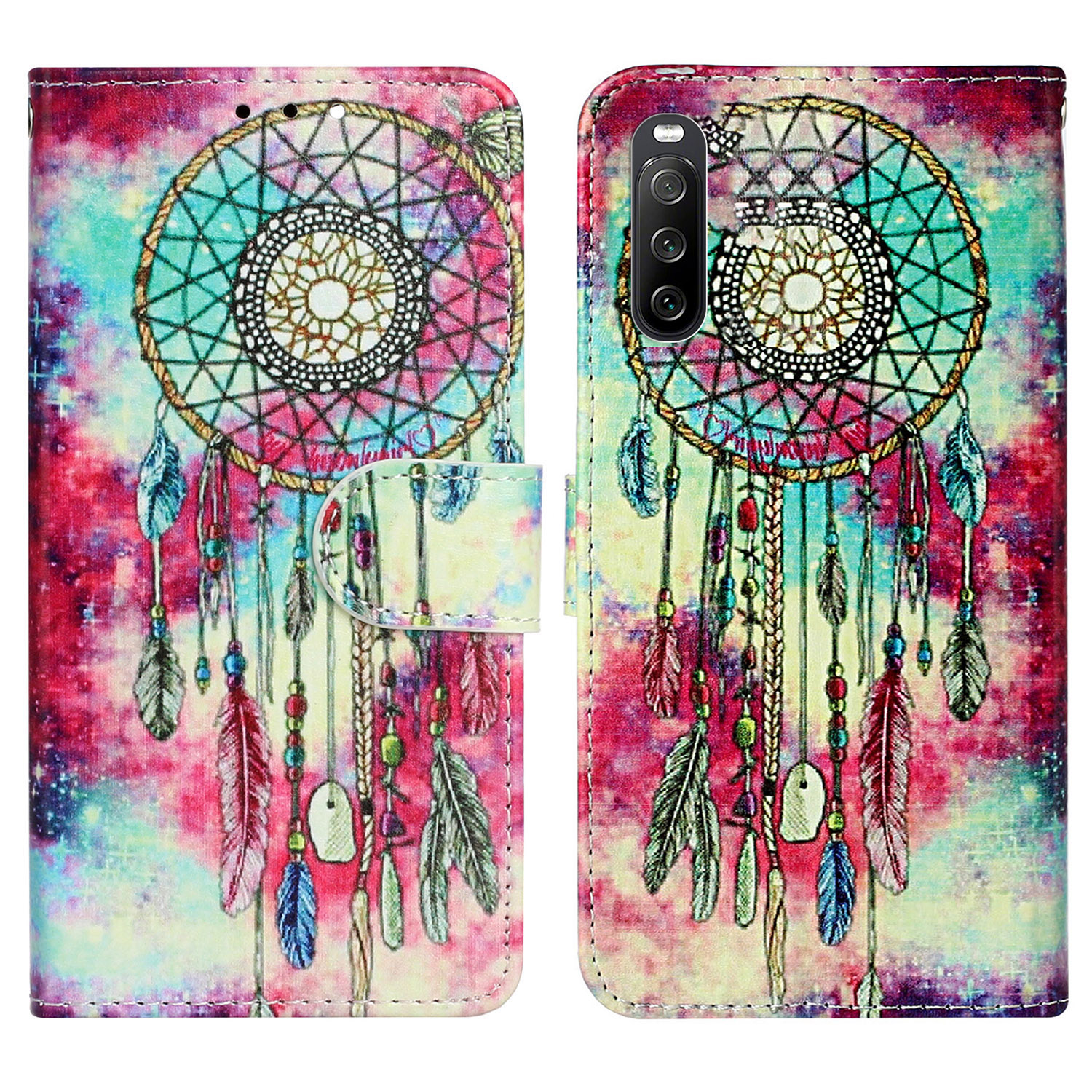 

Brieftasche Telefonhülle Für Sony Xperia 10 V Kratzfeste Telefon-shell-muster-drucken Lederabdeckung - Grüner Windspiel, Sony Xperia 10 V