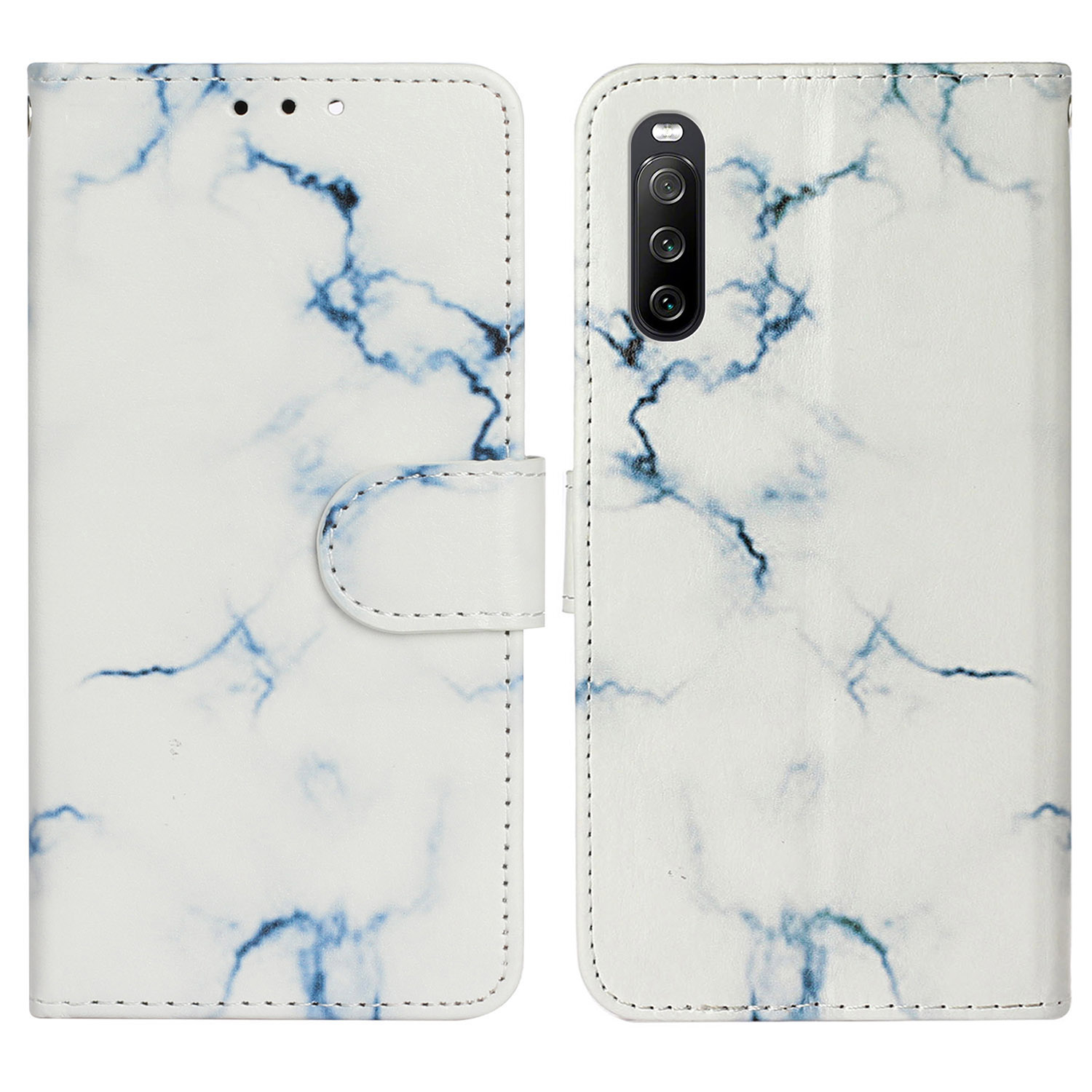 

Brieftasche Telefonhülle Für Sony Xperia 10 V Kratzfeste Telefon-shell-muster-drucken Lederabdeckung - Weisser Marmor, Sony Xperia 10 V