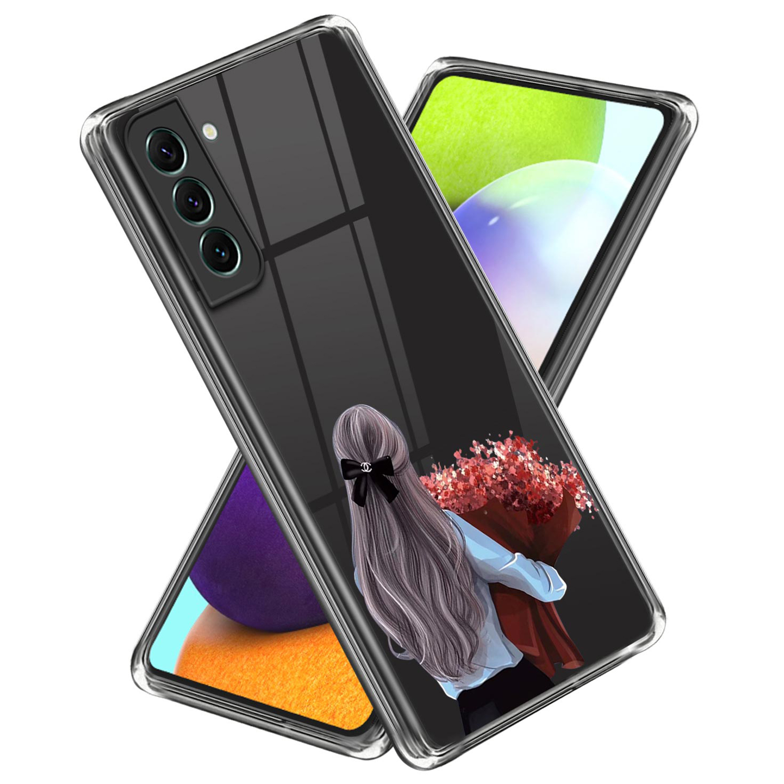 

Für Samsung Galaxy S23+ Muster Druckdesign Design Telefonfall Soft TPU -schutzabdeckung - Mädchen Mit Blume / Links, Galaxy S23+