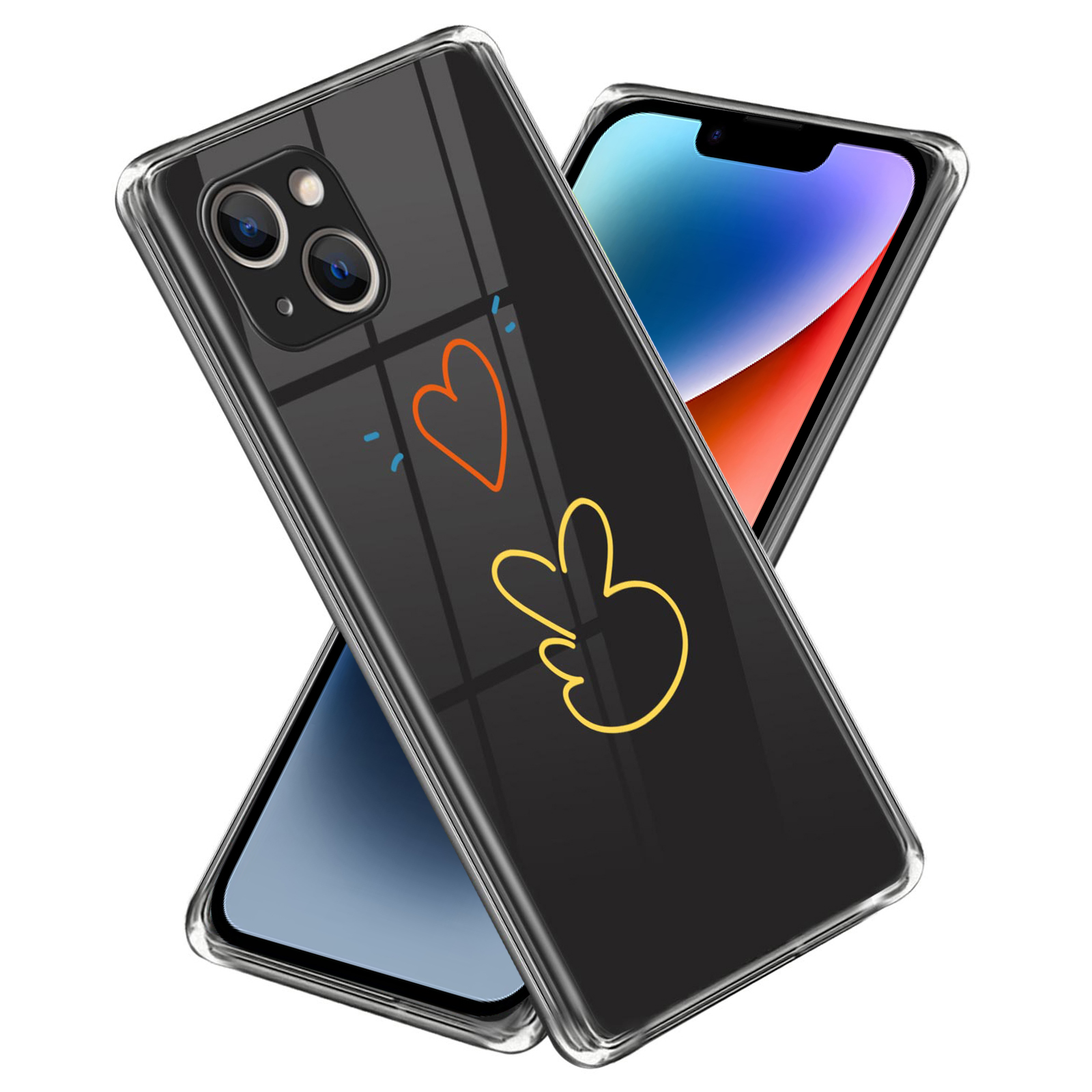 

Musterdruckphase Für Iphone 14, Anti-drop-tpu-mobiel-telefonabdeckung - Liebesherz, iPhone 14