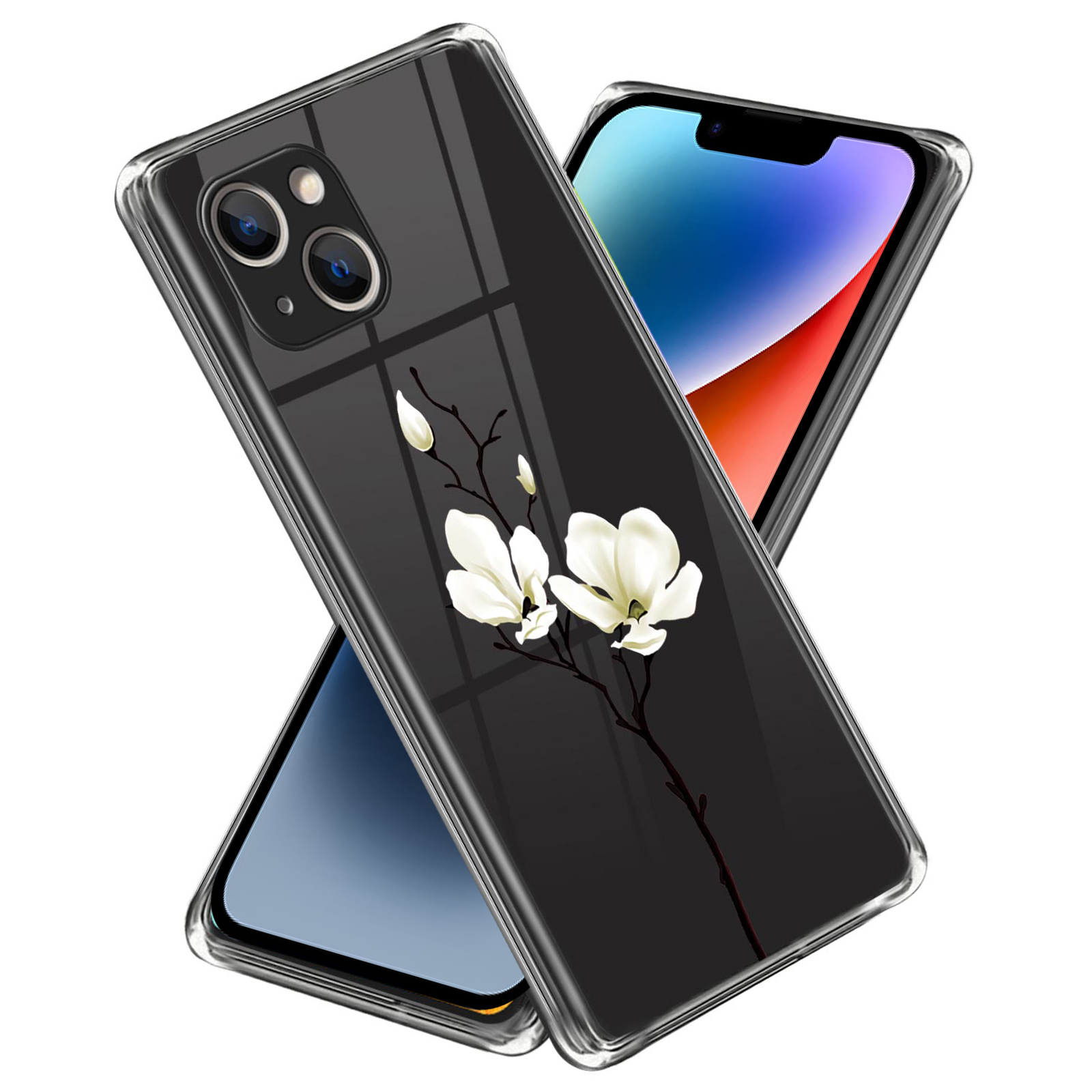 

For iPhone 14 Plus Soft TPU Phone Case Pattern Printing Protective Mobile Phone Cover - Magnolia, iPhone 14 Plus