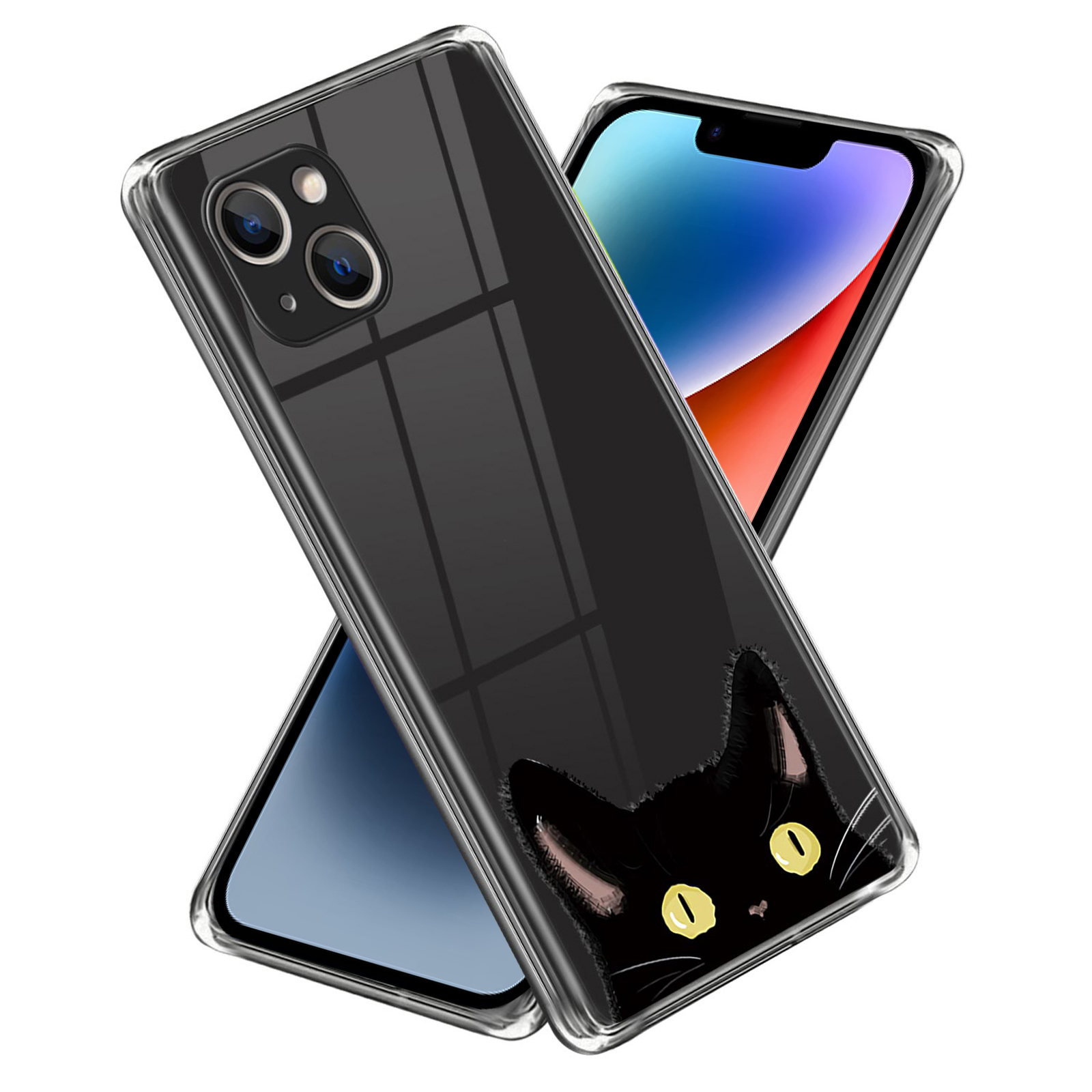 

For iPhone 14 Plus Soft TPU Phone Case Pattern Printing Protective Mobile Phone Cover - Curious Cat, iPhone 14 Plus