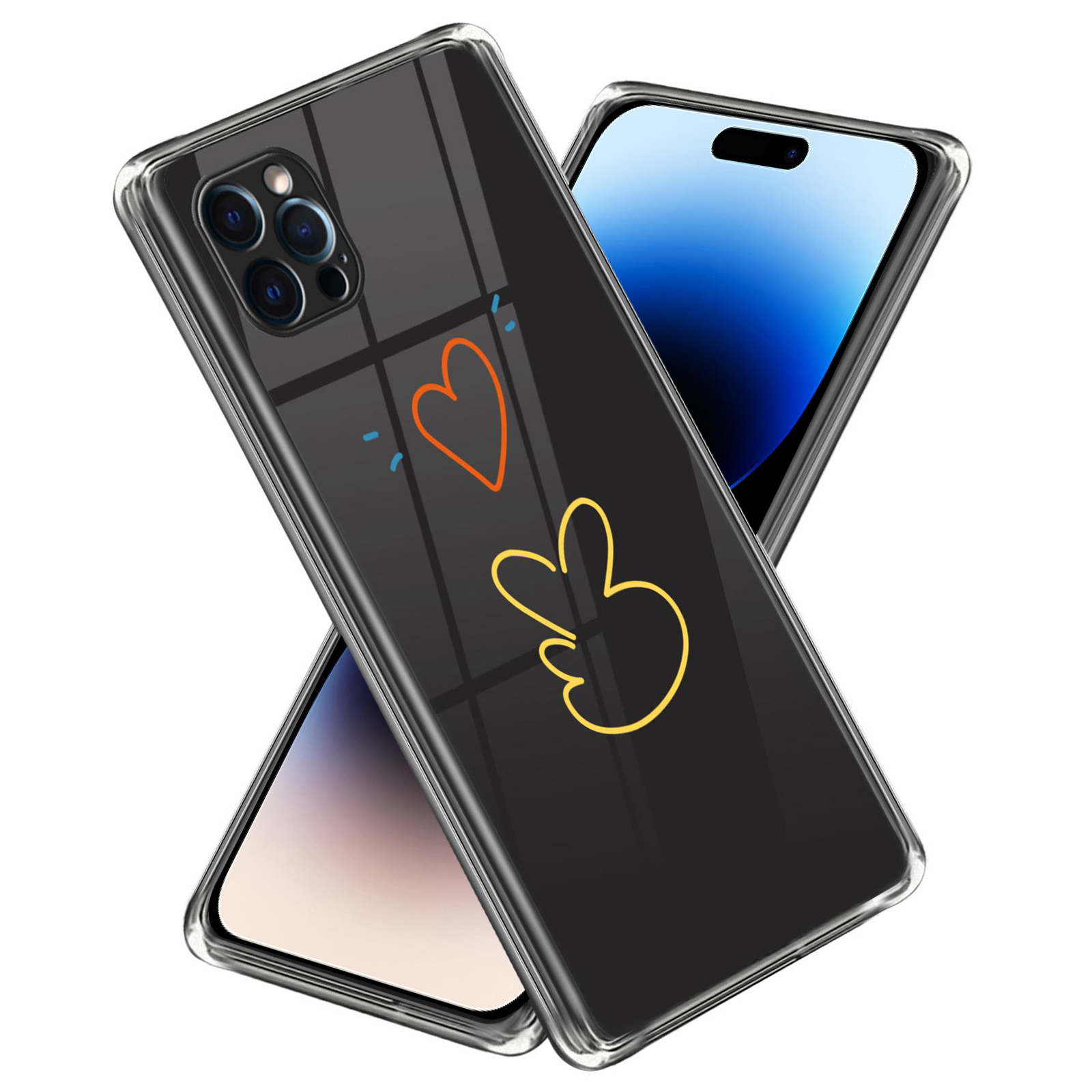 

For iPhone 14 Pro Max Pattern Printing Phone Case Anti-scratch Soft TPU Back Cover - Love Heart, iPhone 14 Pro Max