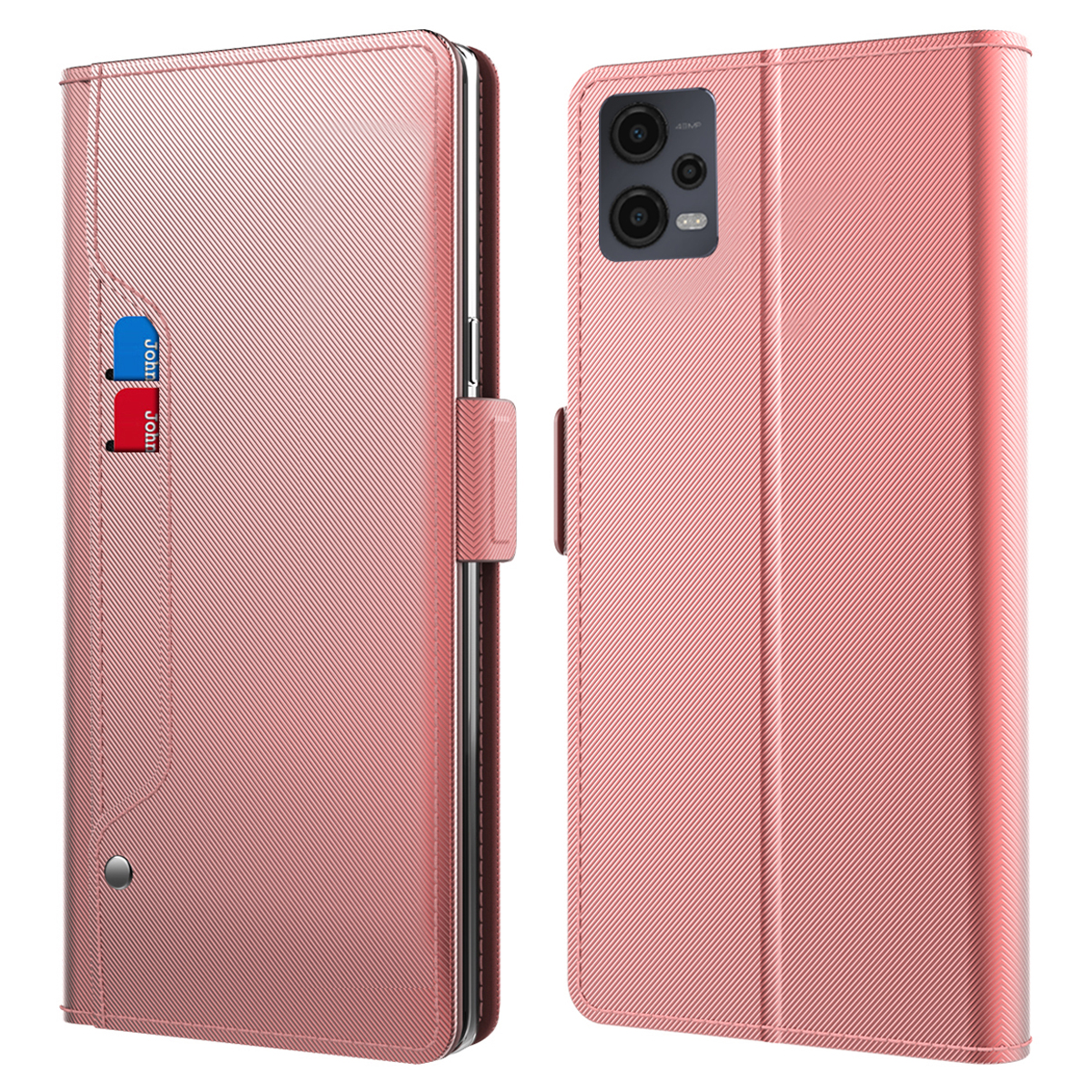 

Für Xiaomi Redmi Anmerkung 12 5G (indien) /(china) /(global) / Poco X5 5G Mirror Phone Hülle Kartenhalter Lederständer Telefonabdeckung - Roségold, Xiaomi Redmi Note 12 5G (China)