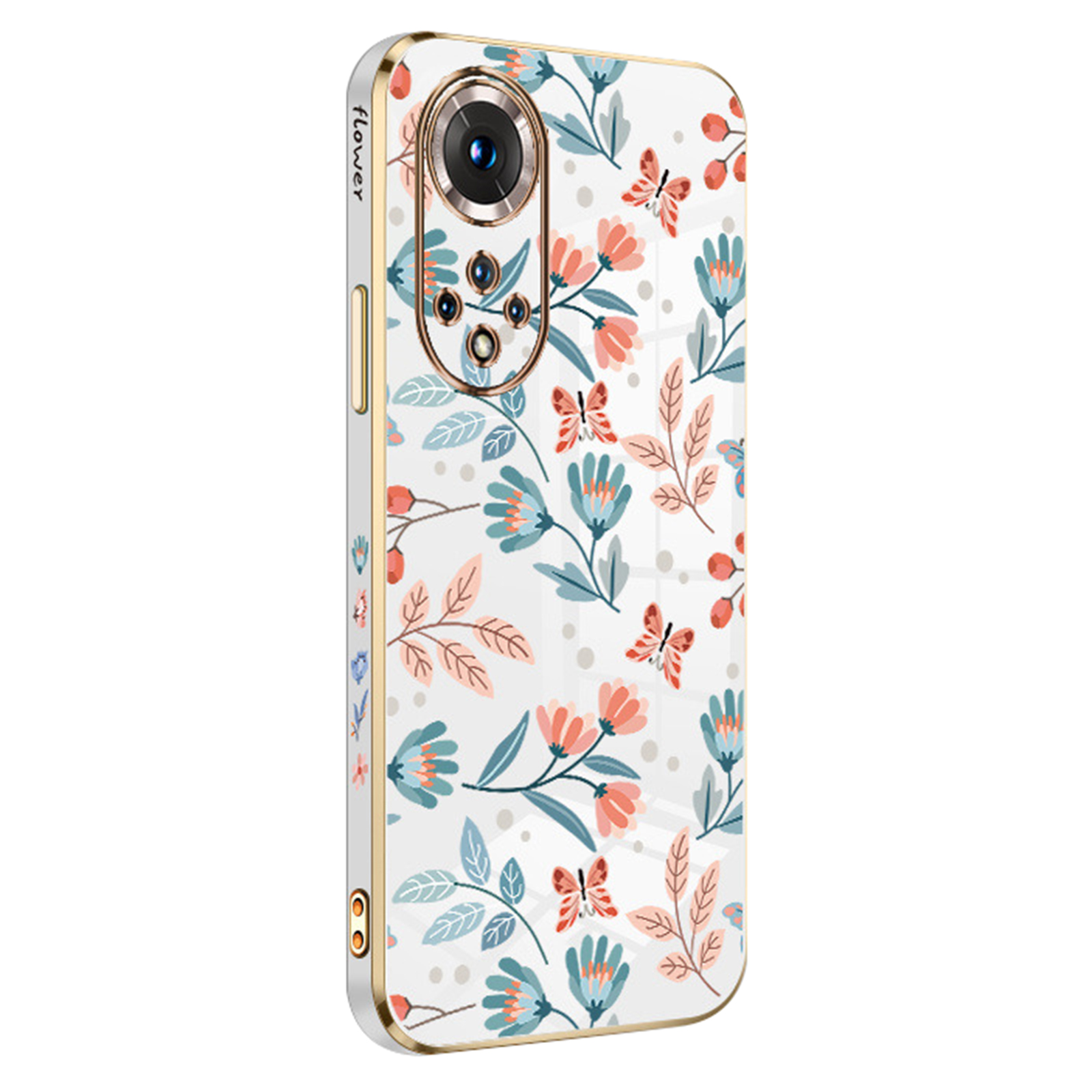 

Rzants Elektroplierendes Telefongehäuse Für Ehren 50, Blumen Schmetterlingsmuster Weiche TPU -telefonabdeckung - Weiss, Honor 50