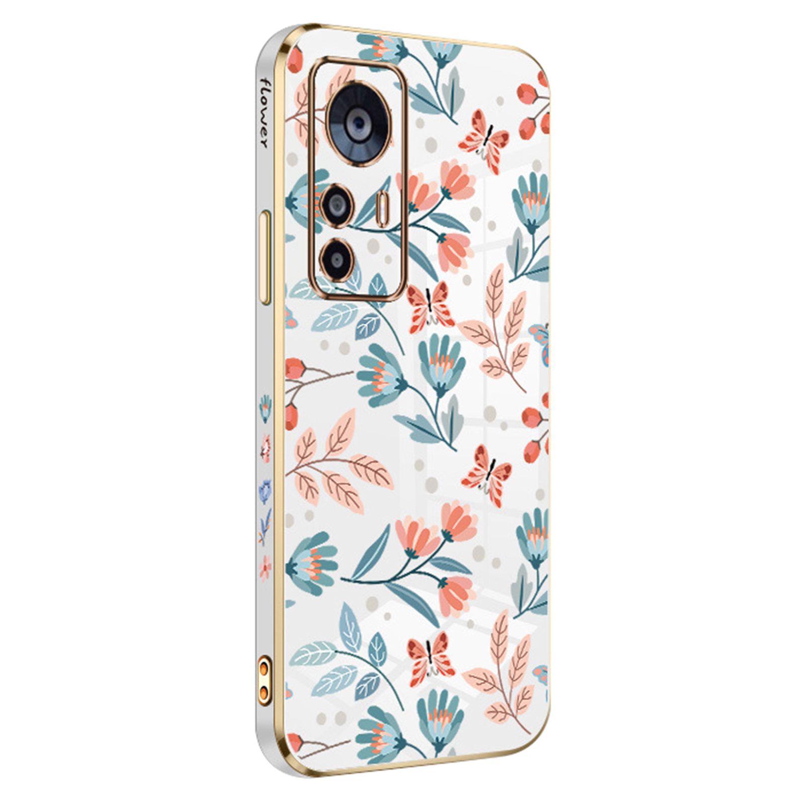 

Rzants Für Xiaomi 12T 5G / 12t Pro 5g / Redmi K50 Ultra 5G Telefonhülle Elektroplierend Blumen Schmetterling TPU -abdeckung - Weiss, Xiaomi 12T 5G