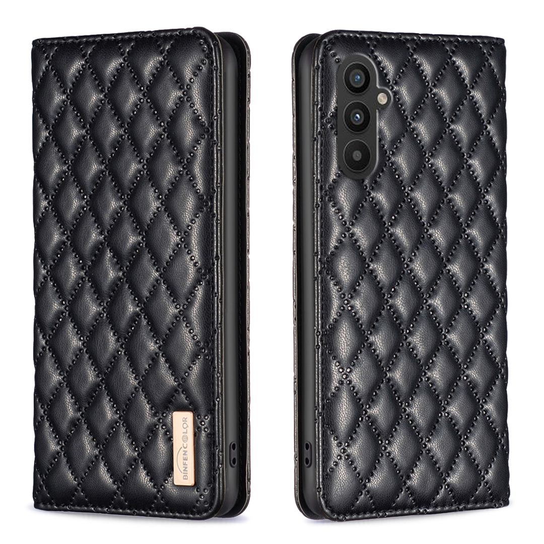 

Binfen Color BF Style-16 Für Samsung Galaxy A24 4G PU Leder Imprinzipiertes Rhombus-kartenhalter-telefonabdeckung - Schwarz, Galaxy A24 4G