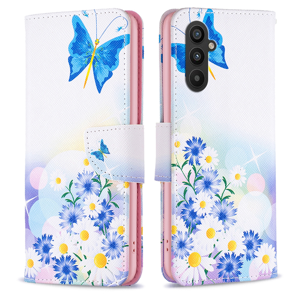 

Für Samsung Galaxy A24 4G Muster Druck Anti-drop-telefonhülle PU Leder Brieftasche Cover - Schmetterling Und Blumen, Galaxy A24 4G