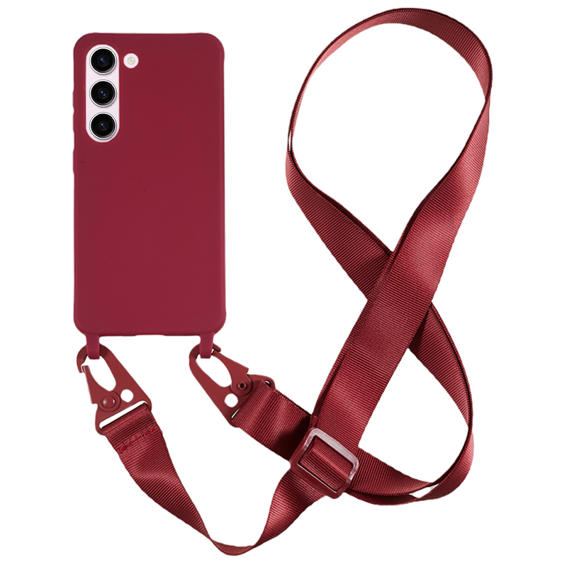 

Für Samsung Galaxy S23 Mattes Weiches Tpu-hülle Anti-drop-telefonabdeckung Mit Breiter Lanyard - Weinrot, Galaxy S23
