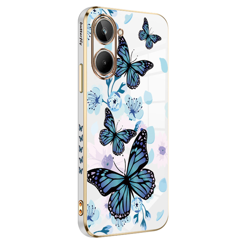 

Rzants Für Realme 10 4G Blue Butterfly Gedruckte Telefonhülle Elektropliertes Anti-kratzer-tpu-abdeckung - Weiss, Realme 10 4G