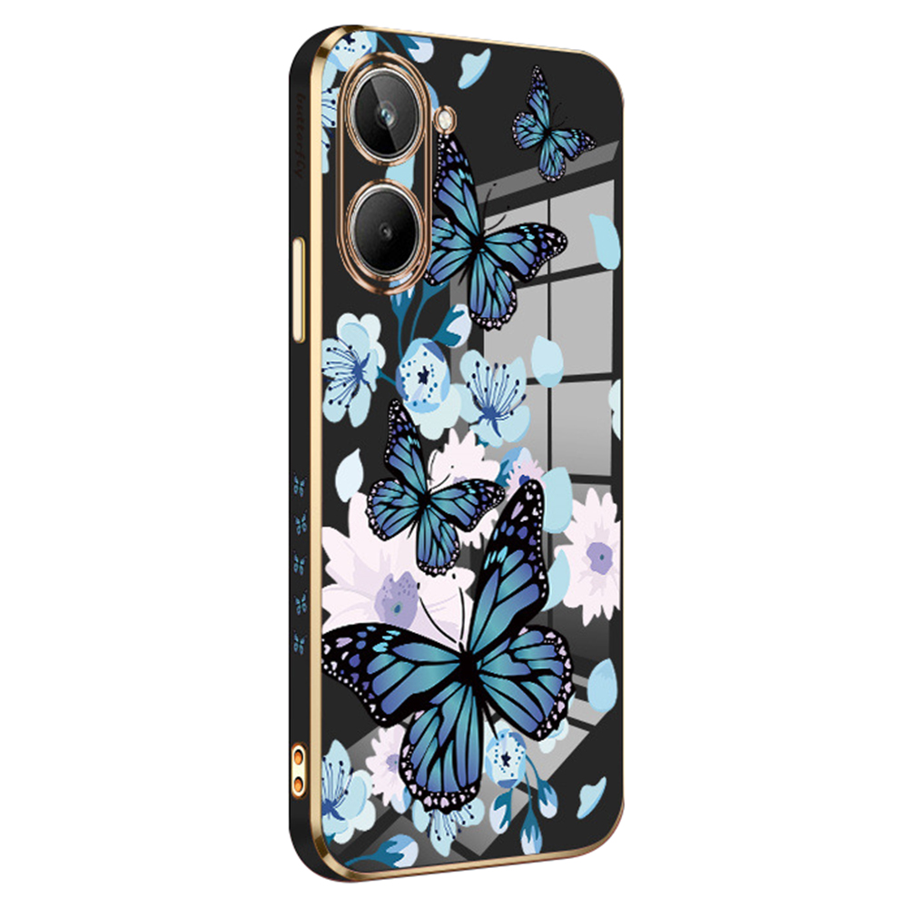 

Rzants Für Realme 10 4G Blue Butterfly Gedruckte Telefonhülle Elektropliertes Anti-kratzer-tpu-abdeckung - Schwarz, Realme 10 4G