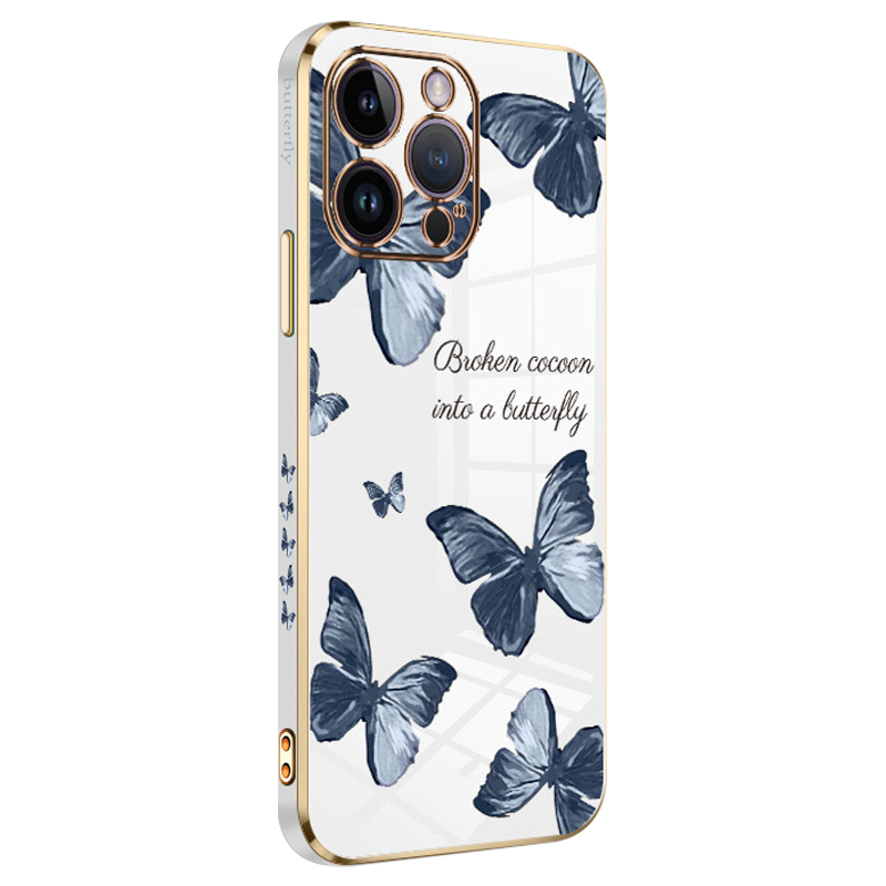 

Rzants Für Iphone 12 Pro 6,1 Zoll Präzise Ausschnitte Telefonhülle Schmetterlingsmuster Elektroplatten TPU -abdeckung - Weiss, iPhone 12 Pro