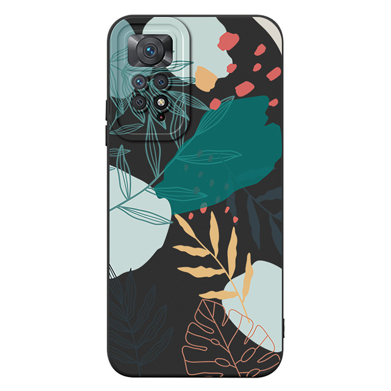 

Rzants Für Xiaomi Redmi Note 11 Pro 5G (Qualcomm) / Hinweis 11 Pro 4G (MediaTek) Telefonkoffer Soft TPU Green Blätter Musterabdeckung - Schwarz, Xiaomi Redmi Note 11 Pro 5G (Qualcomm)